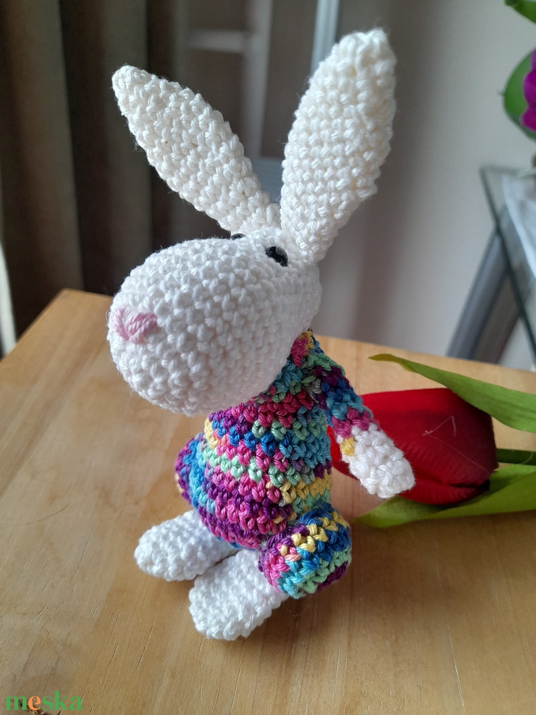 Fehér Nyuszi, színes ruci -  - Meska.hu