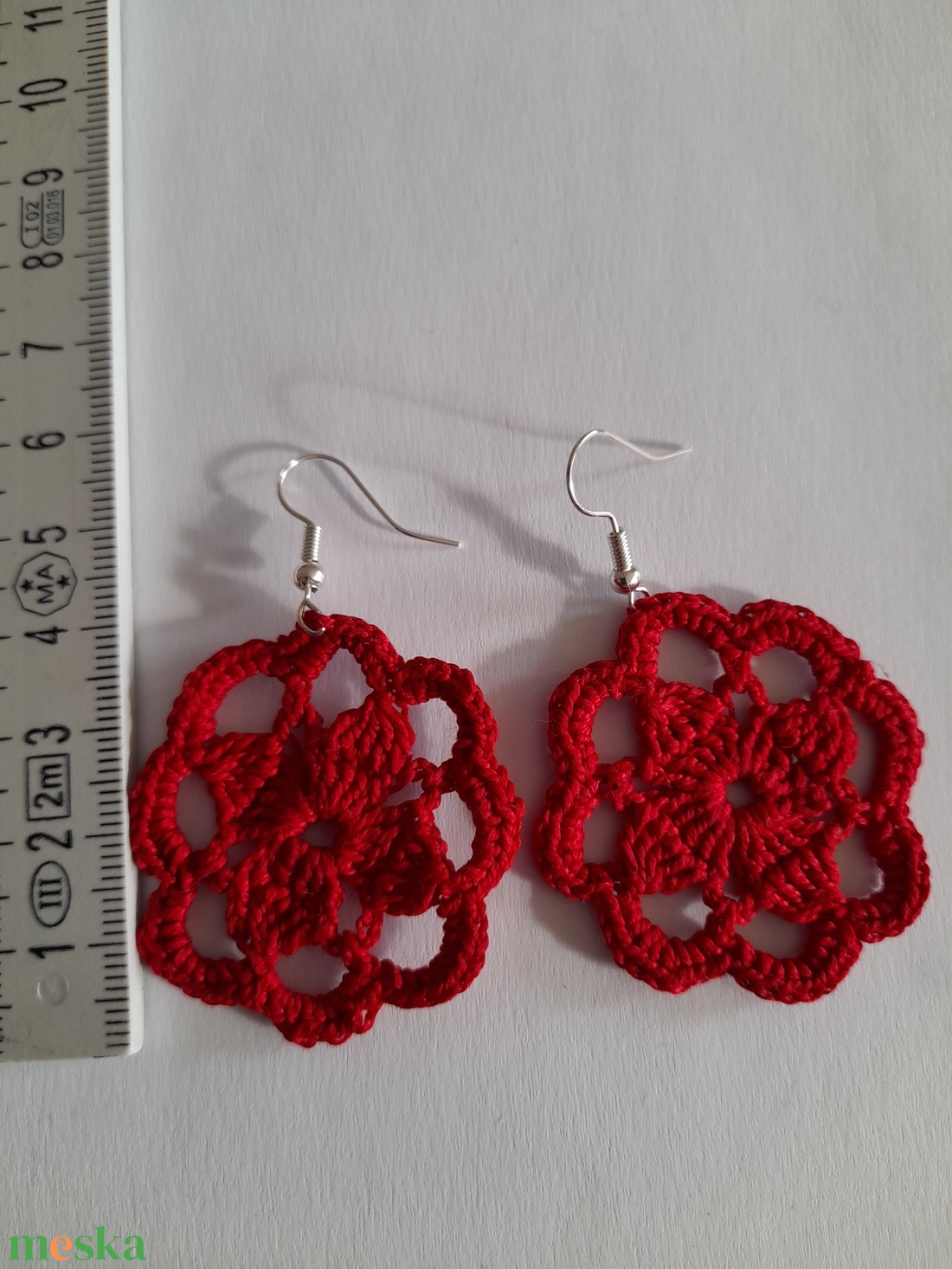 Horgolt fülbevaló, himző cérnából  - ékszer - fülbevaló - lógós kerek fülbevaló - Meska.hu