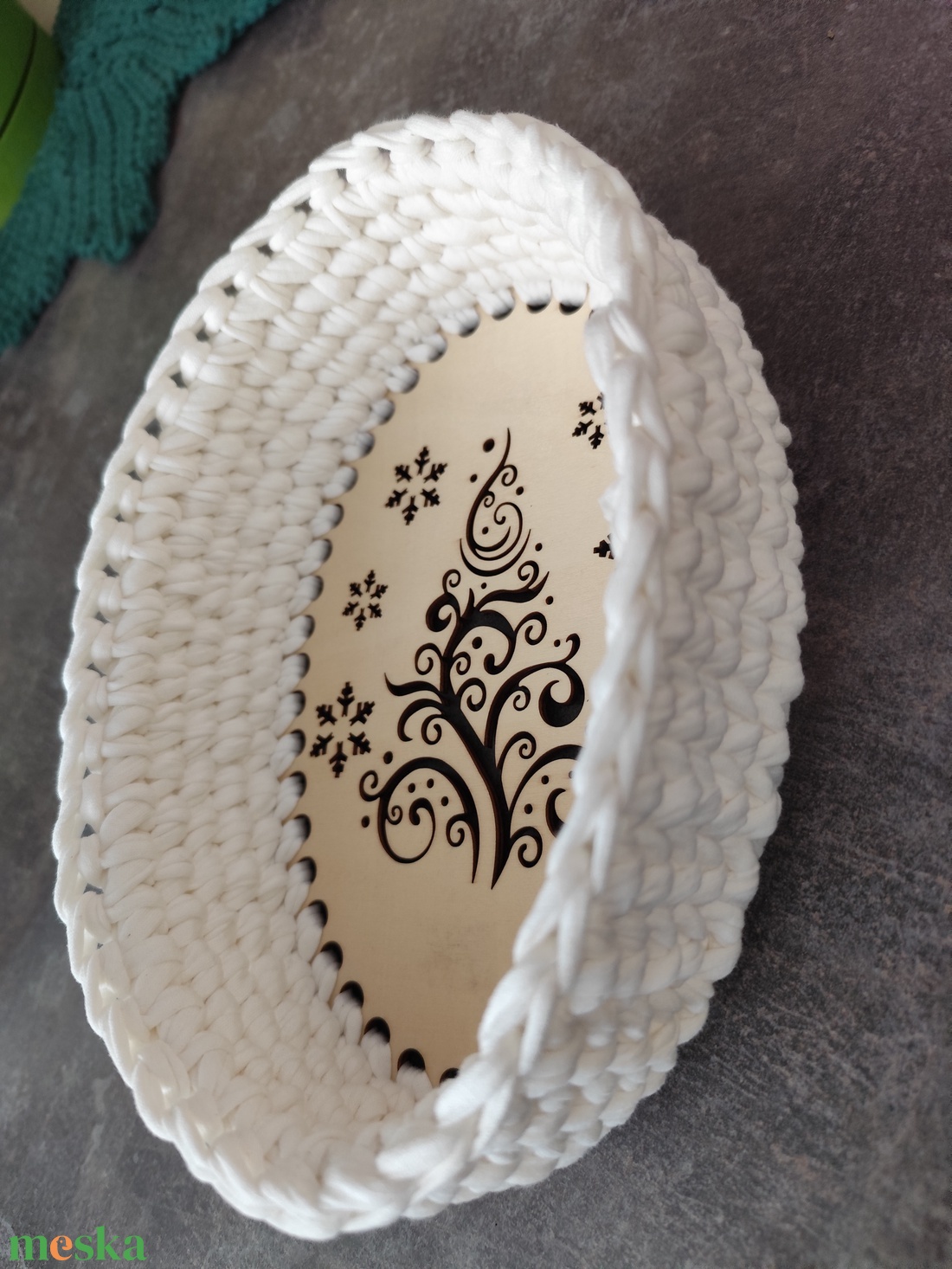 Horgolt karácsonyi kosárka  - otthon & életmód - tárolás & rendszerezés - tárolókosár - Meska.hu