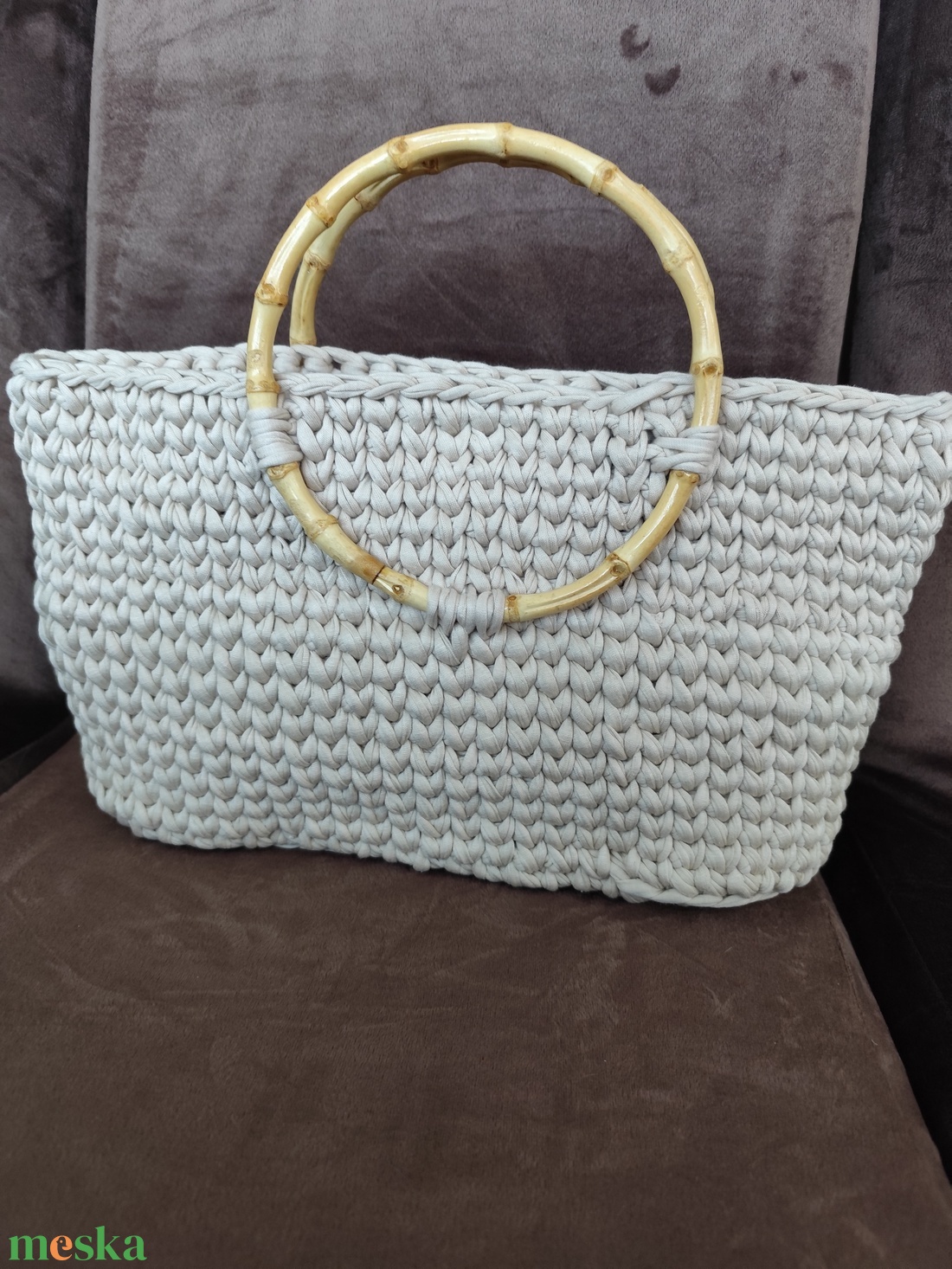 Horgolt bézs kézitáska  - táska & tok - kézitáska & válltáska - kézitáska - Meska.hu