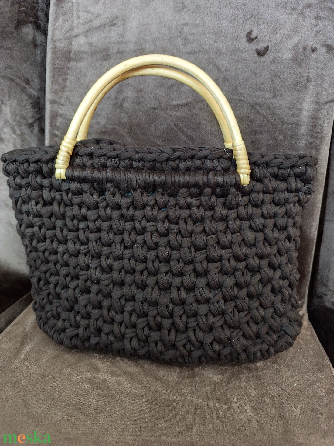 Barna horgolt kézitáska  - táska & tok - kézitáska & válltáska - kézitáska - Meska.hu