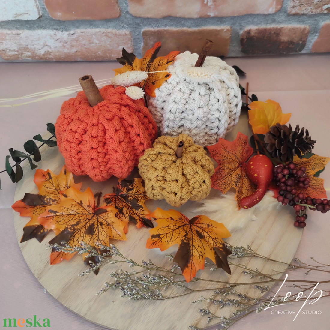 Horgolt őszi dekor tök szett � kézzel készült hangulatos home decor - kellékek & szerszámok - dekorációs kellékek - őszi dekor - őszi dekortök - Meska.hu