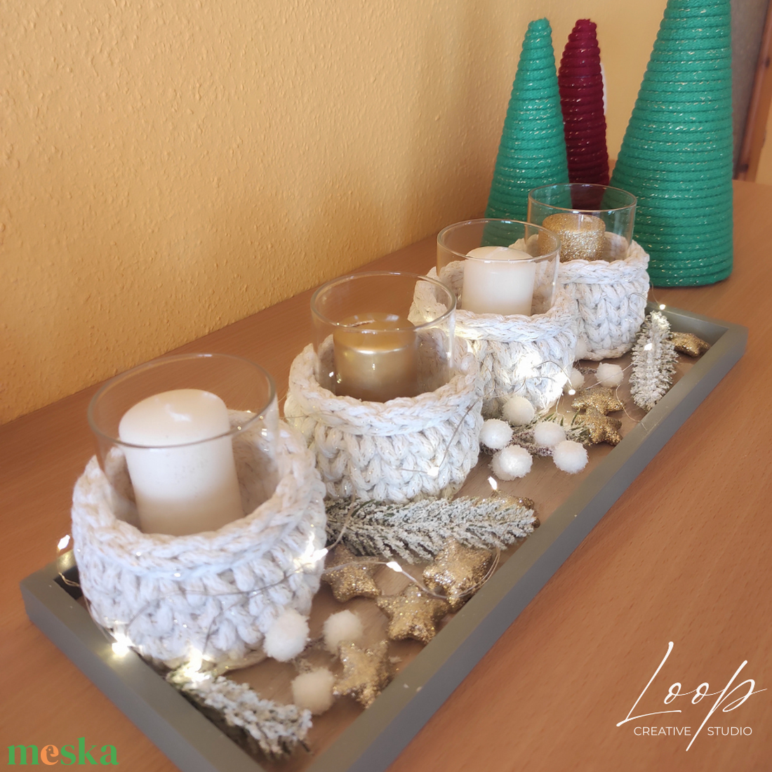 Természetes, letisztult és meleg karácsonyi asztal dekoráció otthonra - karácsony - karácsonyi lakásdekoráció - karácsonyi lakásdíszek - Meska.hu