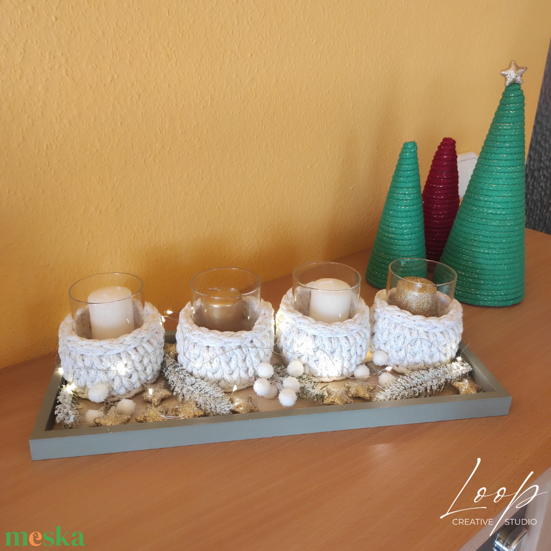 Természetes, letisztult és meleg karácsonyi asztal dekoráció otthonra - karácsony - karácsonyi lakásdekoráció - karácsonyi lakásdíszek - Meska.hu