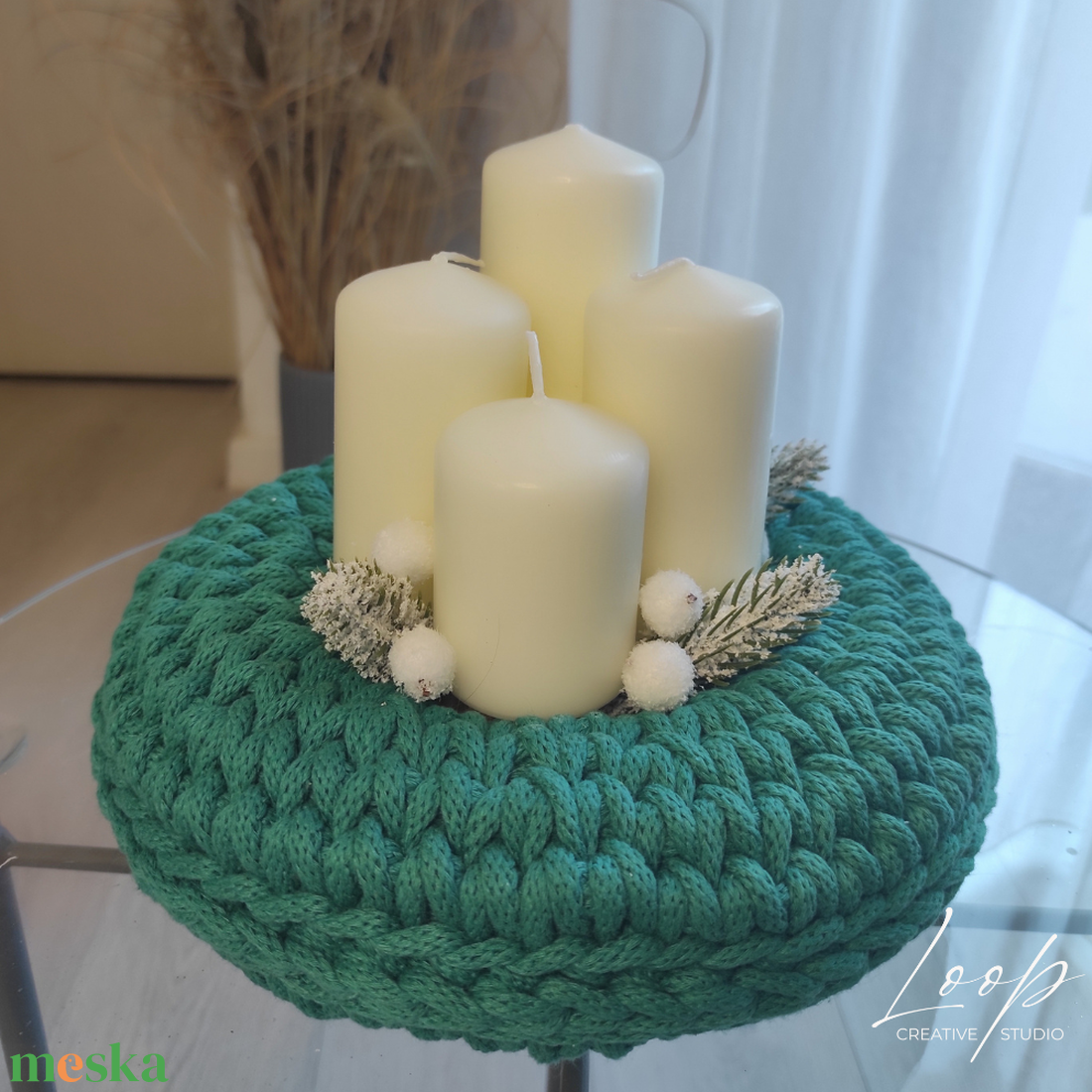 Kézzel horgolt adventi koszorú - zöld alap - karácsony - adventi díszek - adventi koszorú - Meska.hu Kézzel horgolt adventi koszorú - zöld alap - karácsony - adventi díszek - adventi koszorú - Meska.hu