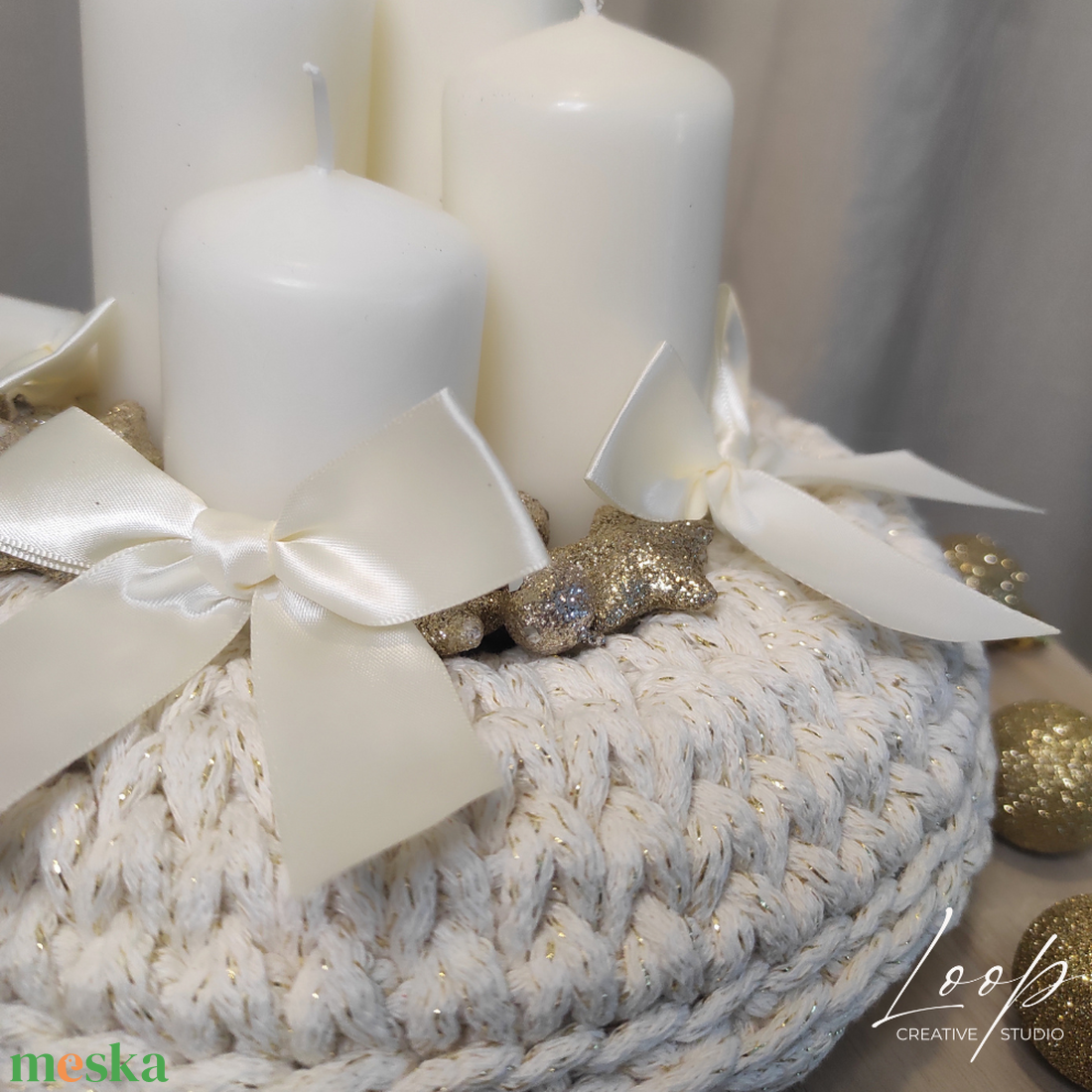 Kézzel horgolt adventi koszorú - csillogó fehér alap - karácsony - adventi díszek - adventi koszorú - Meska.hu Kézzel horgolt adventi koszorú - csillogó fehér alap - karácsony - adventi díszek - adventi koszorú - Meska.hu