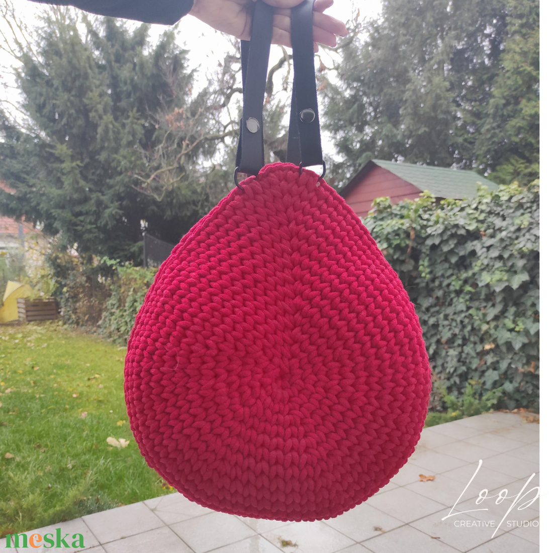 Csepp alakú horgolt hátizsák  stílusos, nagy méretű és teljesen egyedi! - táska & tok - hátizsák - hátizsák - Meska.hu