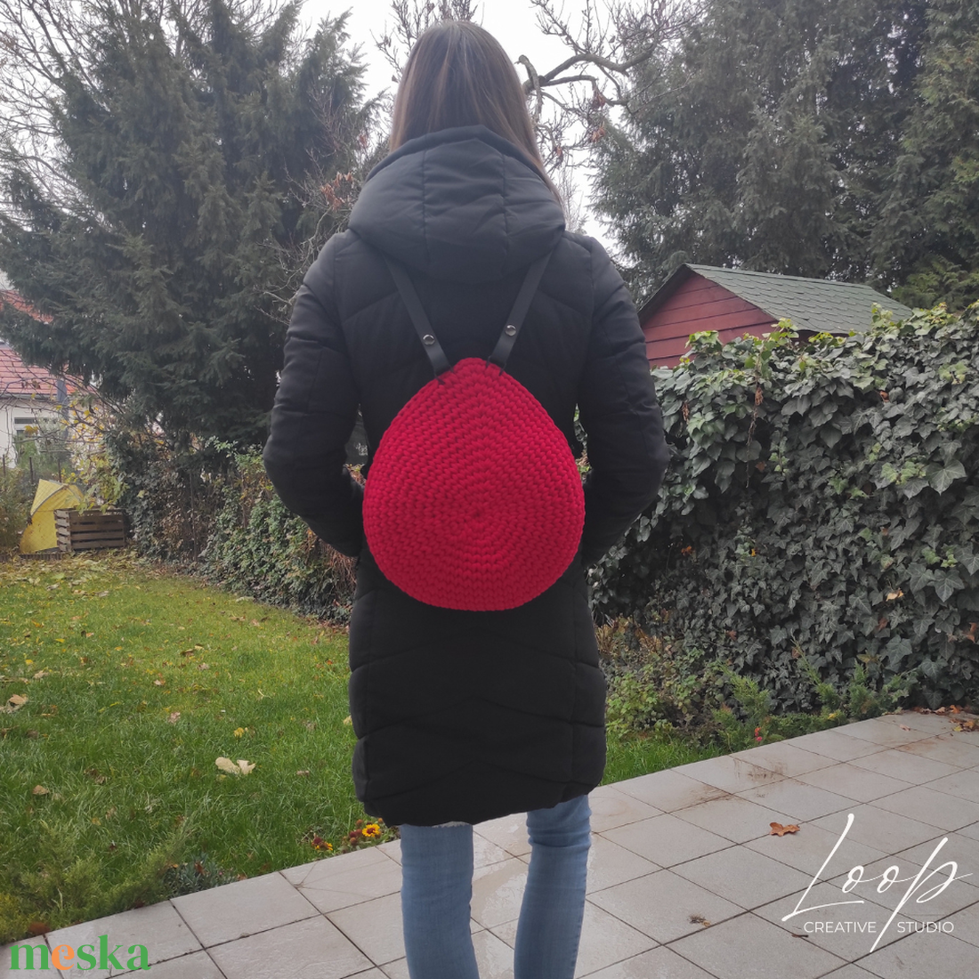 Csepp alakú horgolt hátizsák  stílusos, nagy méretű és teljesen egyedi! - táska & tok - hátizsák - hátizsák - Meska.hu