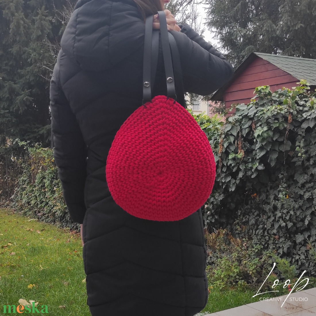 Csepp alakú horgolt hátizsák  stílusos, nagy méretű és teljesen egyedi! - táska & tok - hátizsák - hátizsák - Meska.hu