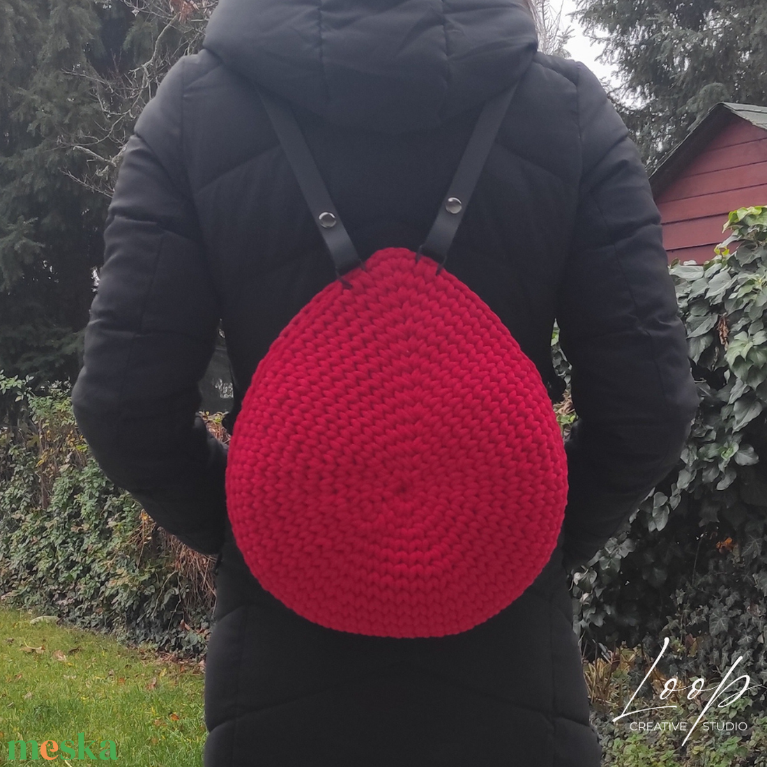 Csepp alakú horgolt hátizsák  stílusos, nagy méretű és teljesen egyedi! - táska & tok - hátizsák - hátizsák - Meska.hu