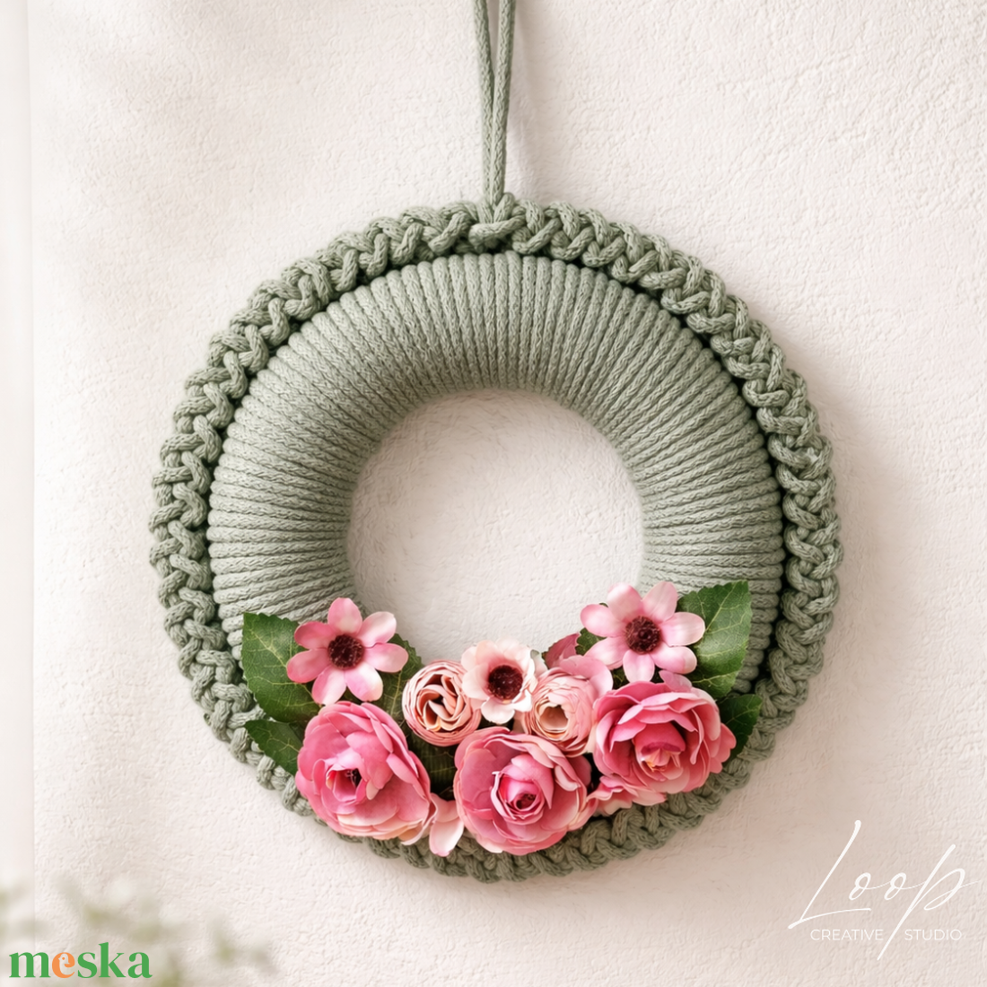 Wild mint tavaszi kézműves ajtódísz � horgolt kopogtató - otthon & életmód - dekoráció - ajtó- és ablak dekoráció - ajtódísz & kopogtató - Meska.hu