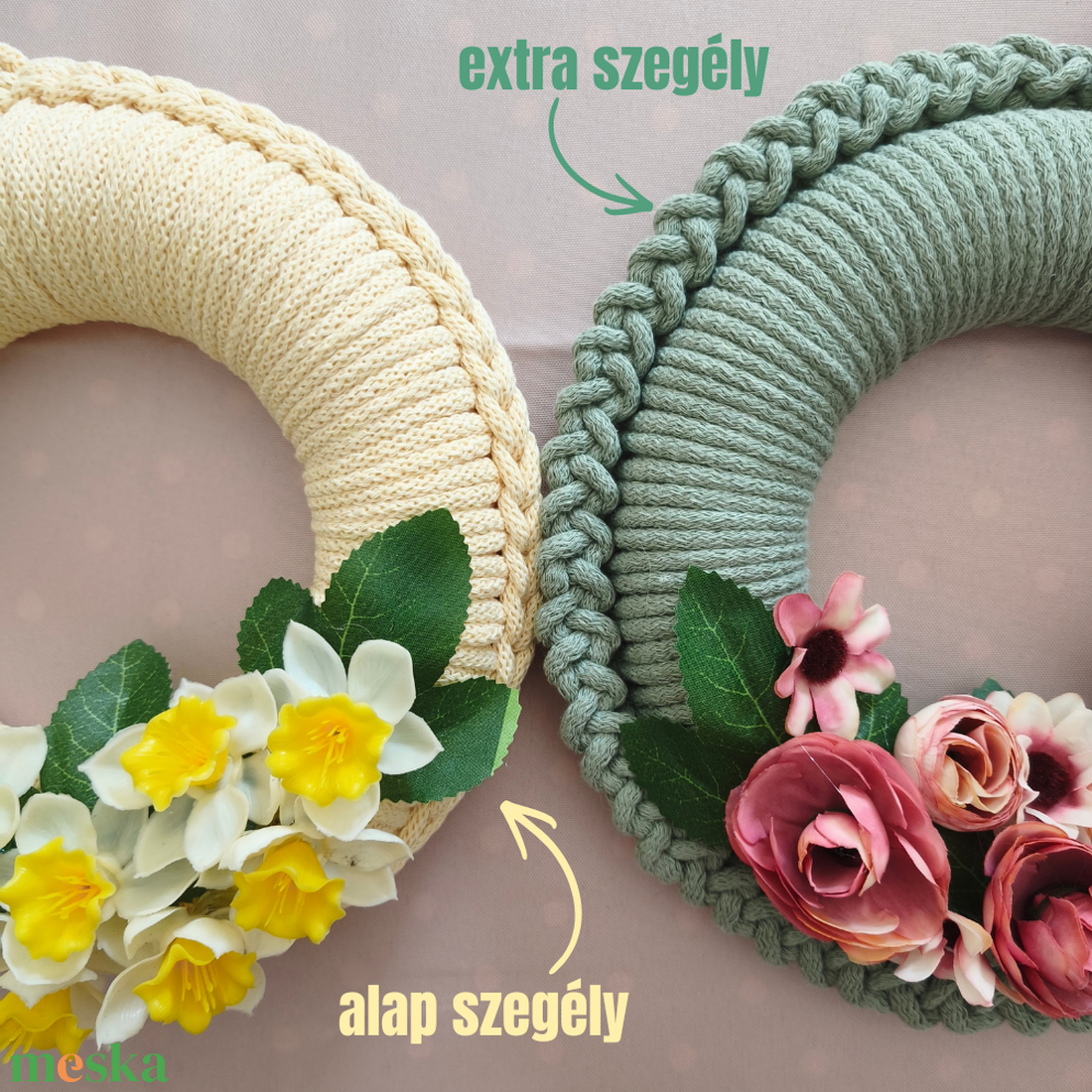 Wild mint tavaszi kézműves ajtódísz � horgolt kopogtató - otthon & életmód - dekoráció - ajtó- és ablak dekoráció - ajtódísz & kopogtató - Meska.hu