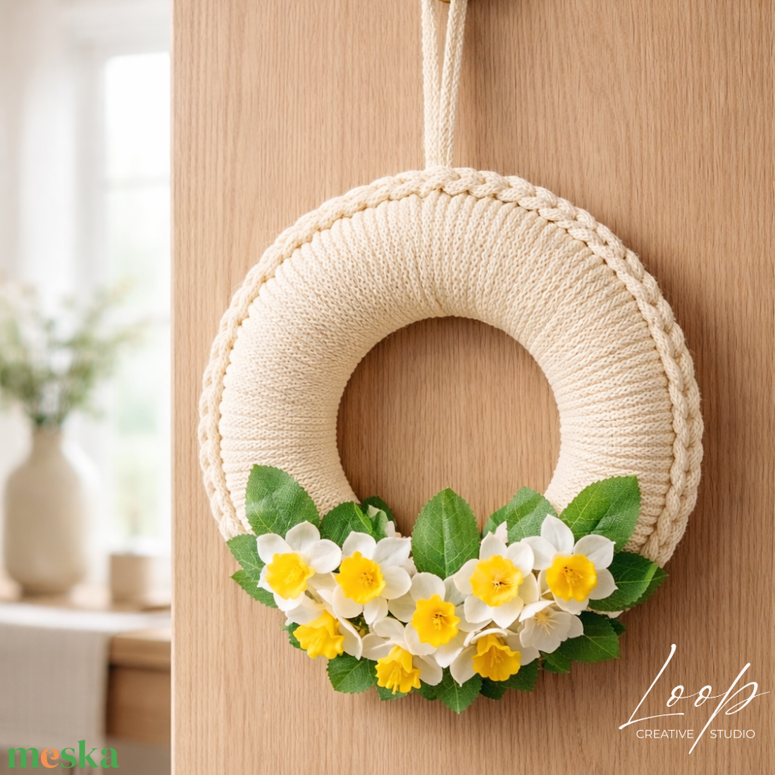 Butter yellow tavaszi kézműves ajtódísz � horgolt kopogtató - otthon & életmód - dekoráció - ajtó- és ablak dekoráció - ajtódísz & kopogtató - Meska.hu