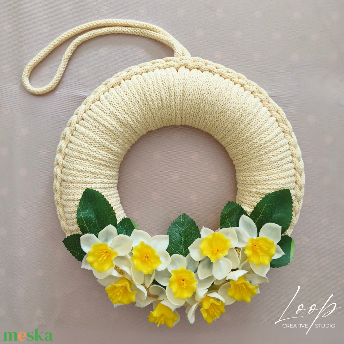 Butter yellow tavaszi kézműves ajtódísz � horgolt kopogtató - otthon & életmód - dekoráció - ajtó- és ablak dekoráció - ajtódísz & kopogtató - Meska.hu