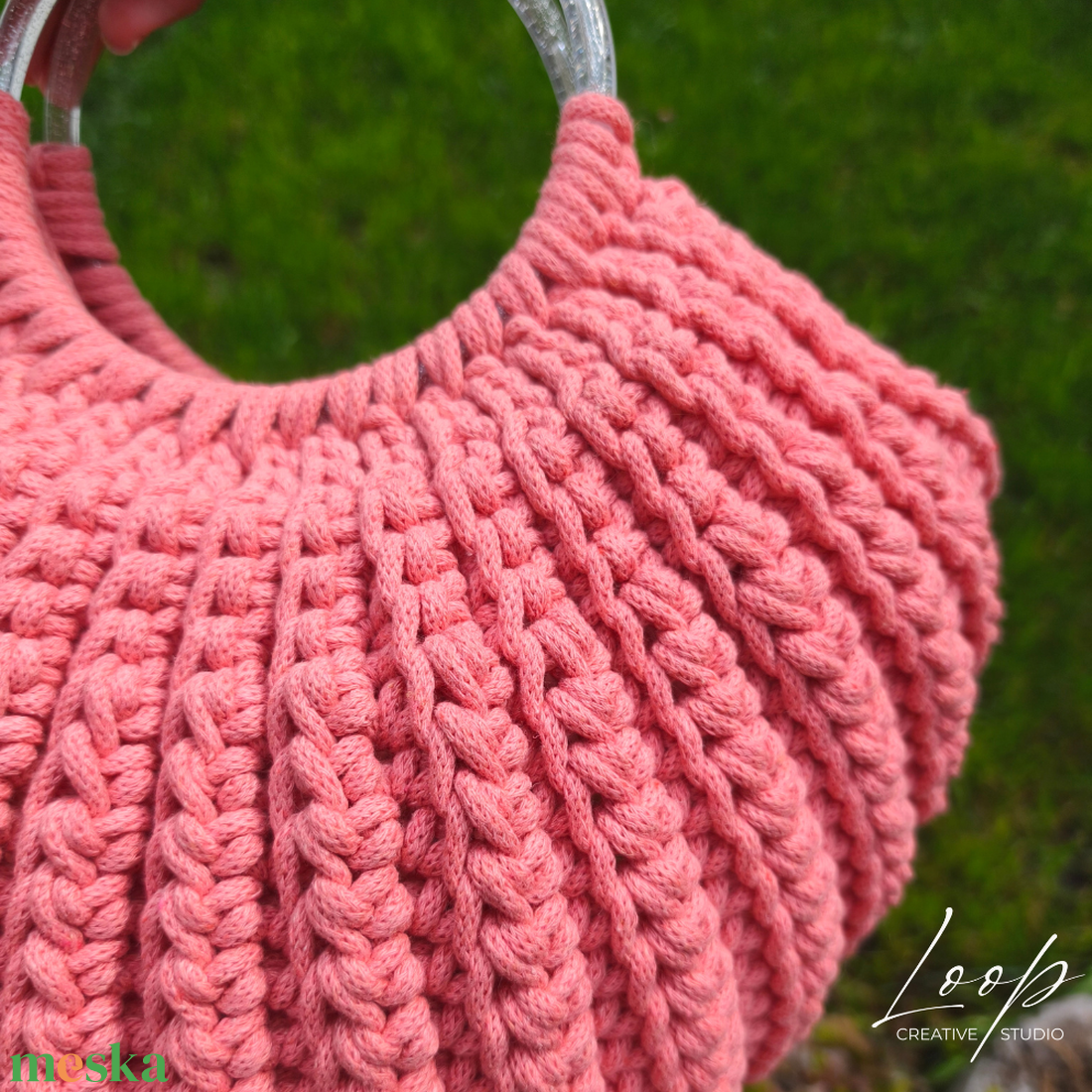 Luma horgolt női kosártáska � egyedi design,  pamutfonal, különleges fogantyú - táska & tok - kézitáska & válltáska - kézitáska - Meska.hu