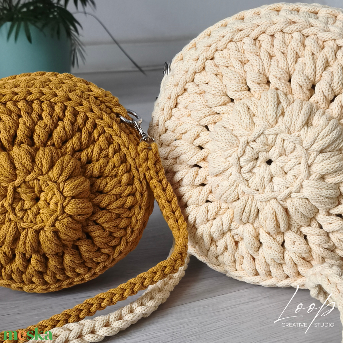 Anya-lánya horgolt Flora táska szett  � bohém virág mintás crossbody táskák, kézműves ajándék - táska & tok - kézitáska & válltáska - vállon átvethető táska - Meska.hu