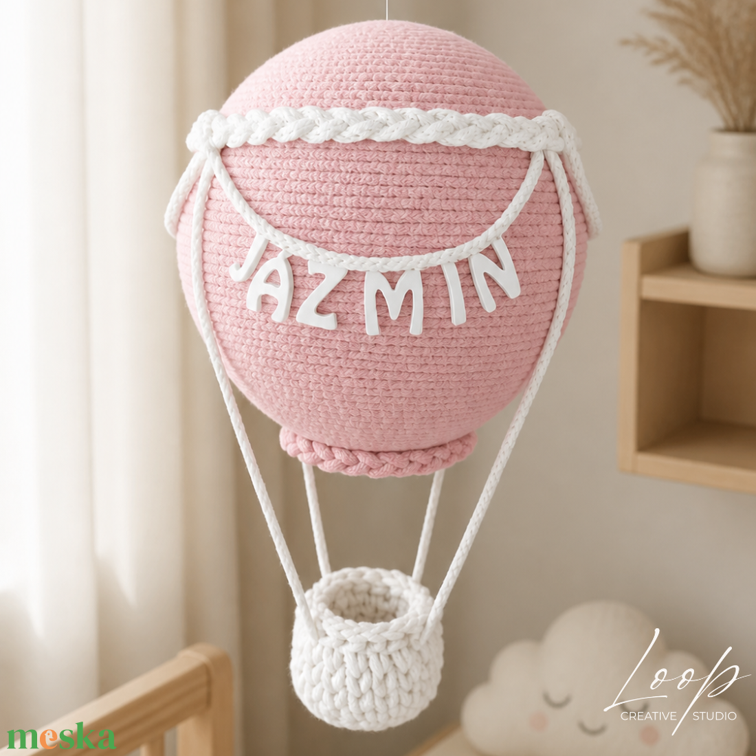 Hőlégballon dekoráció névvel� babaszoba design kiegészítő - Loop Baby - otthon & életmód - dekoráció - fali és függő dekoráció - függődísz - Meska.hu