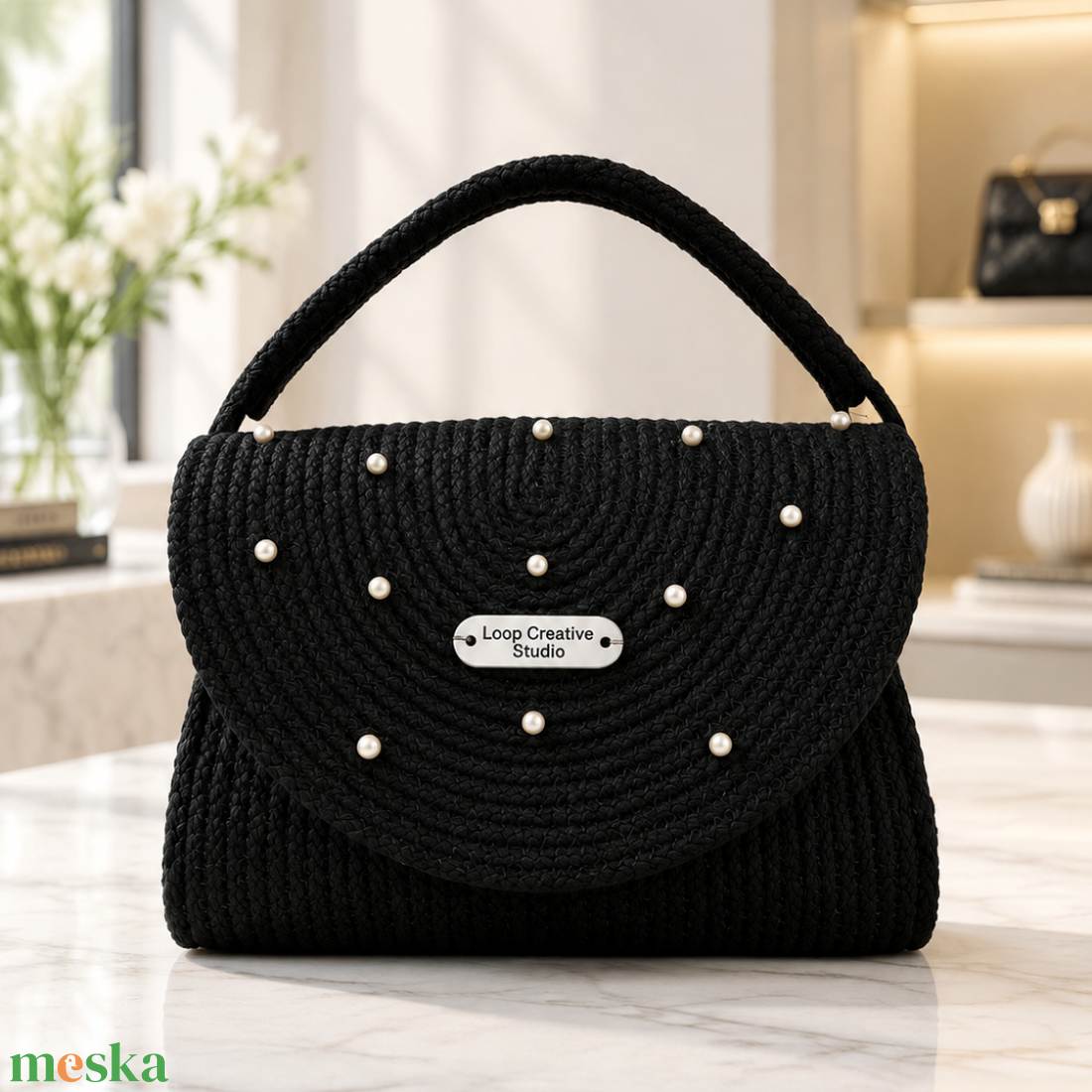 Pearl Edition Luna Flap Bag � Gyöngyös Pamut Zsinórfonal Válltáska / Ünnepi Alkalmi Női Táska - táska & tok - kézitáska & válltáska - alkalmi táska - Meska.hu