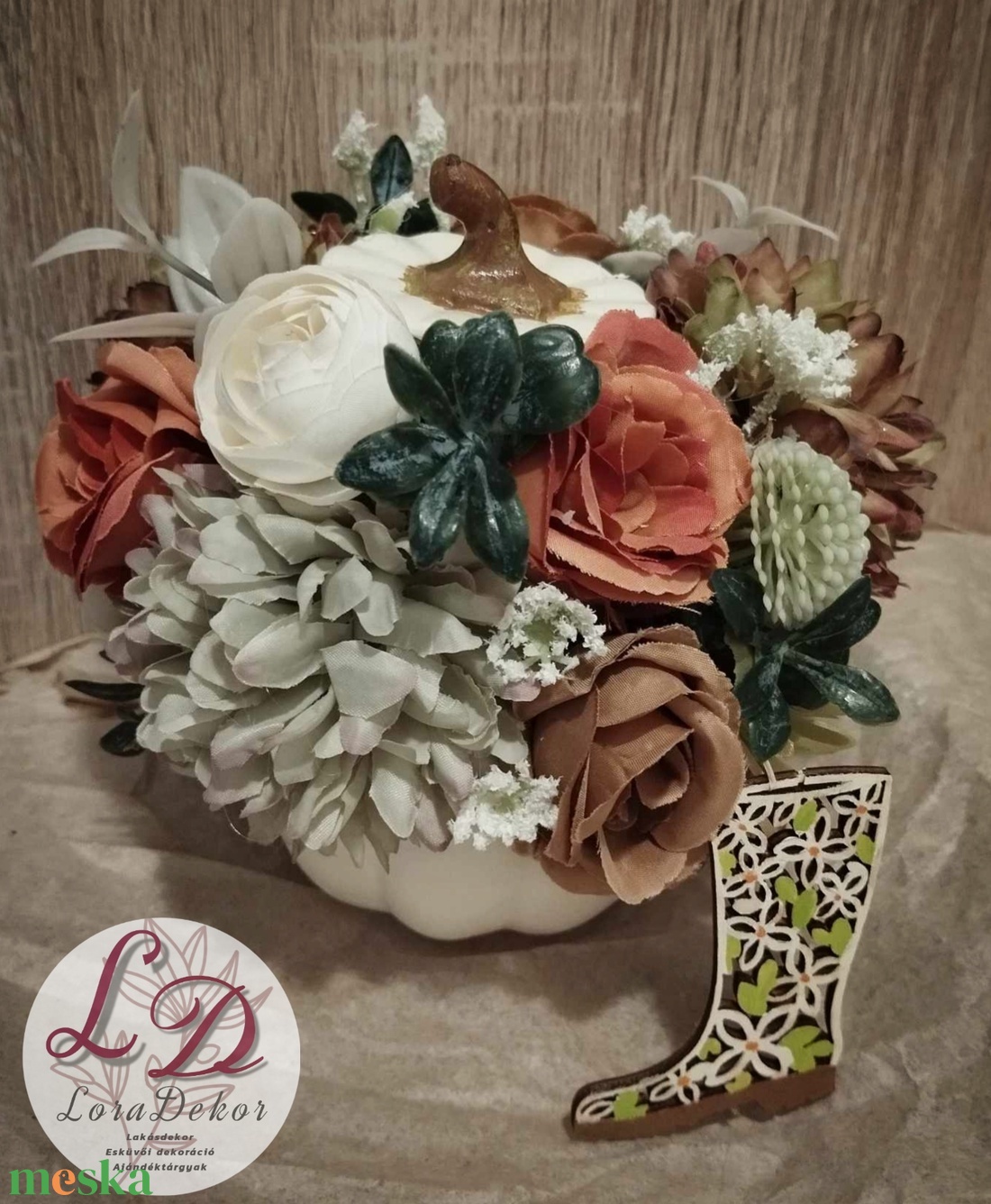 Díszített tök - otthon & életmód - dekoráció - asztal és polc dekoráció - asztaldísz - Meska.hu