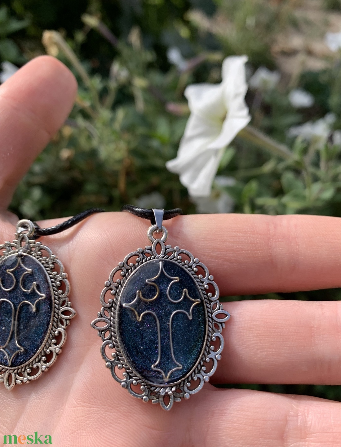 Türkiz keresztes nyaklánc - ékszer - nyaklánc - medálos nyaklánc - Meska.hu