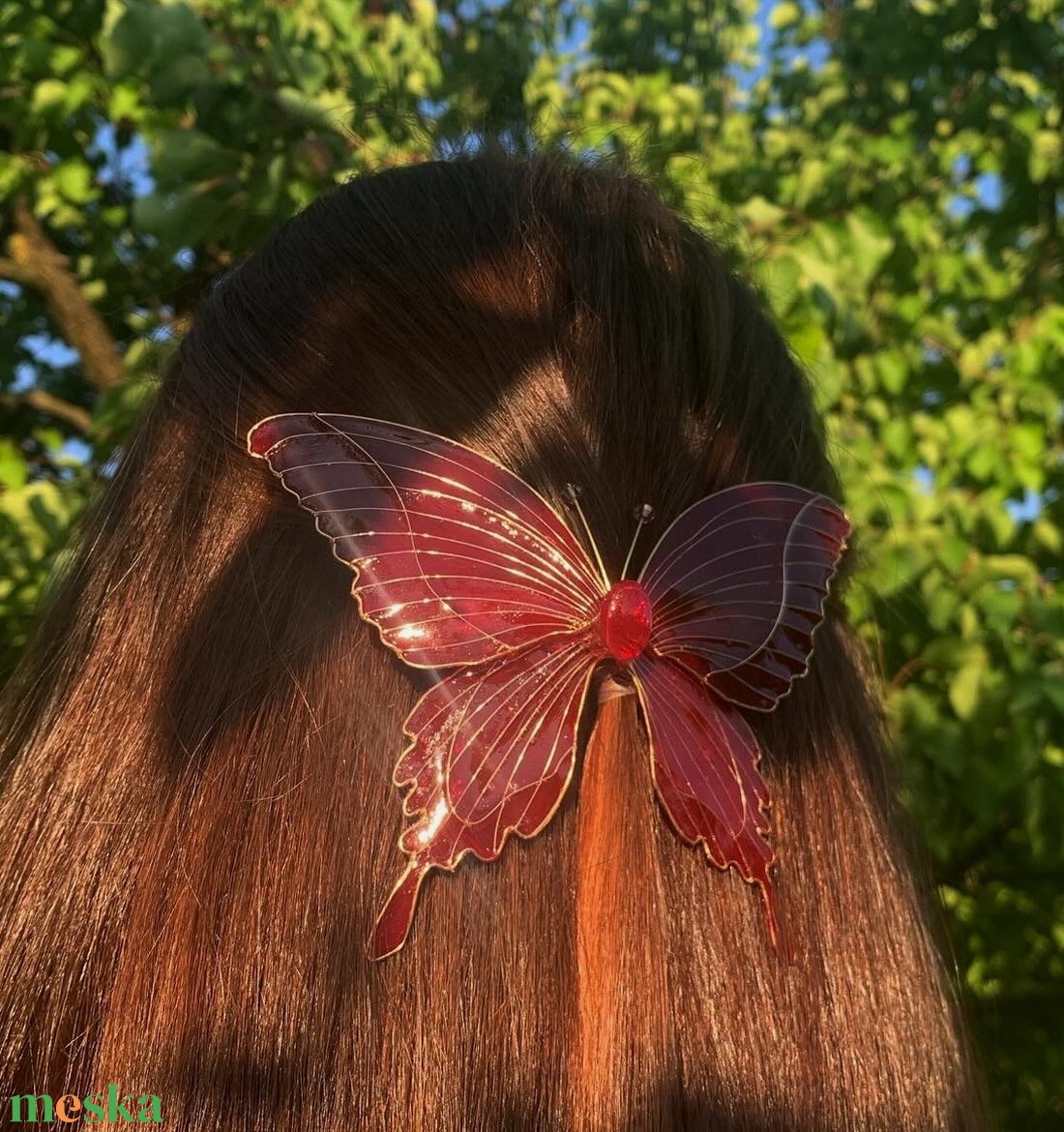 Vörös pillangó hajcsat - ruha & divat - hajdísz & hajcsat - hajdísz - Meska.hu