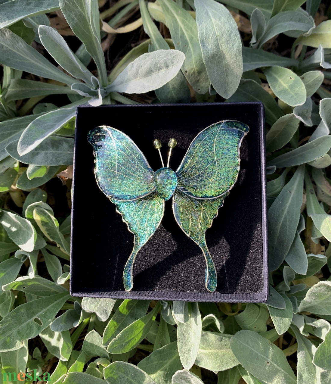 Zöld pillangós epoxy hajcsat - ruha & divat - hajdísz & hajcsat - hajdísz - Meska.hu