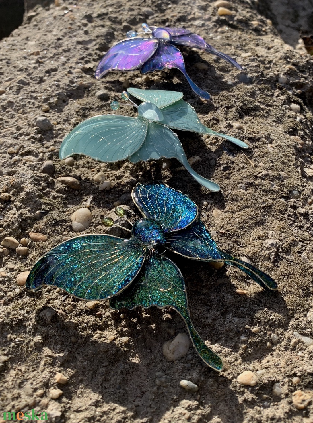 Zöld pillangós epoxy hajcsat - ruha & divat - hajdísz & hajcsat - hajdísz - Meska.hu