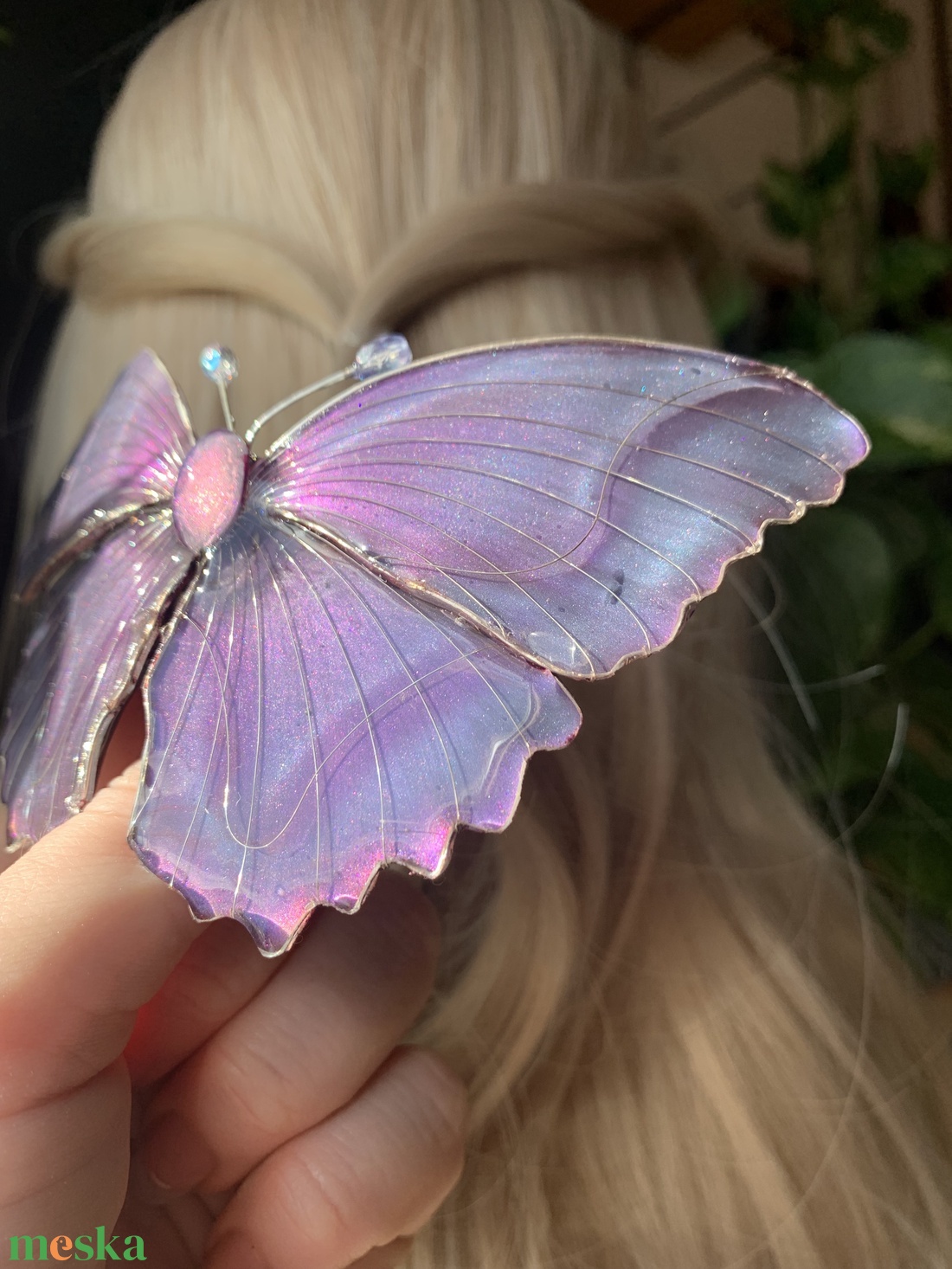 Lila azúrlepke hajcsat - ruha & divat - hajdísz & hajcsat - hajdísz - Meska.hu