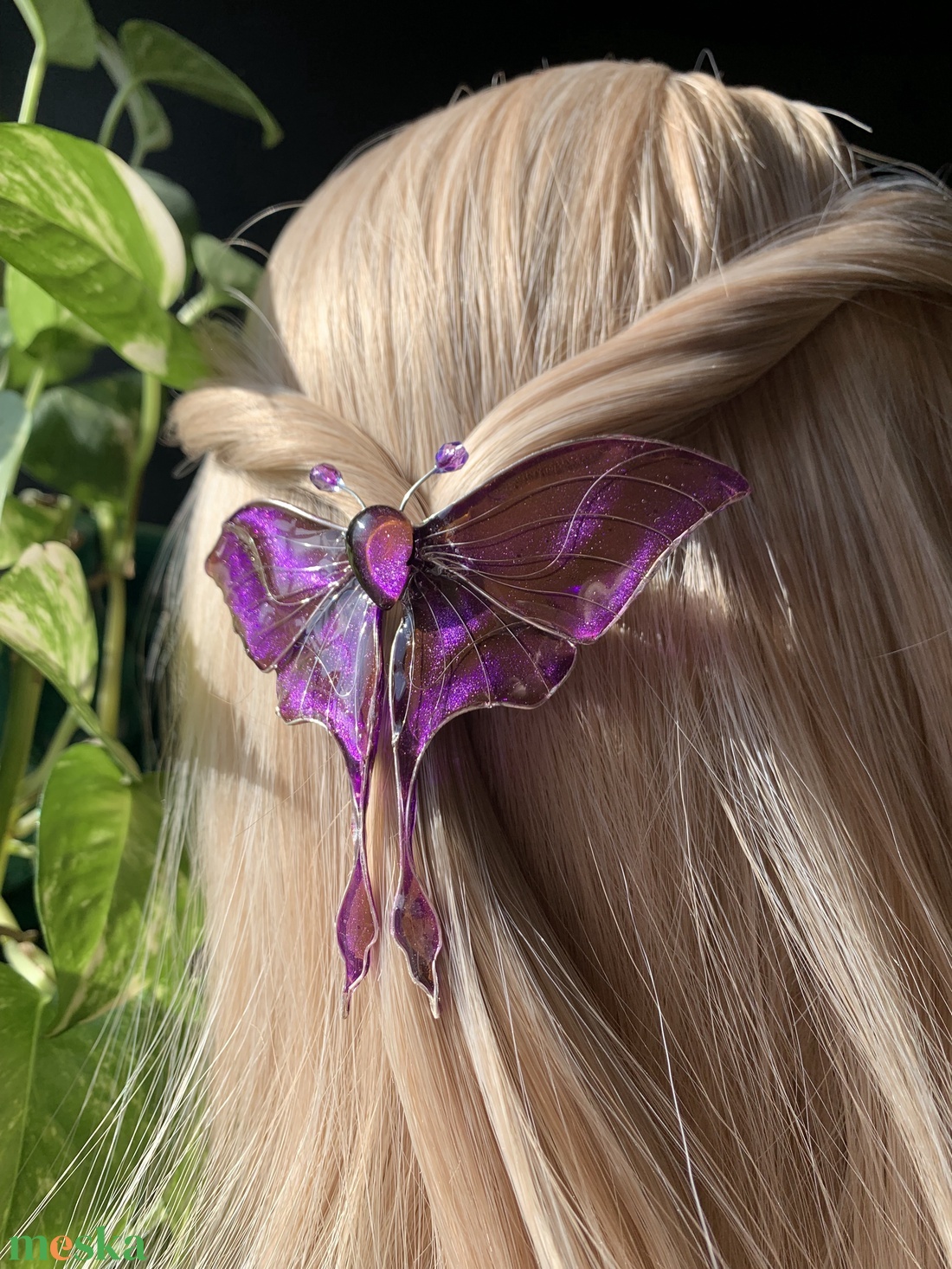 Lila holdlepke hajcsat - ruha & divat - hajdísz & hajcsat - hajdísz - Meska.hu