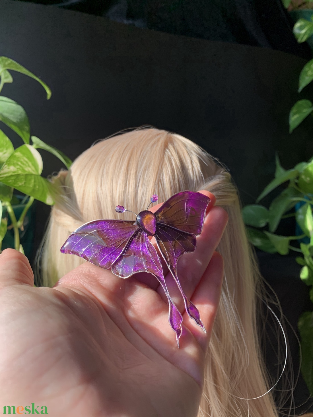 Lila holdlepke hajcsat - ruha & divat - hajdísz & hajcsat - hajdísz - Meska.hu