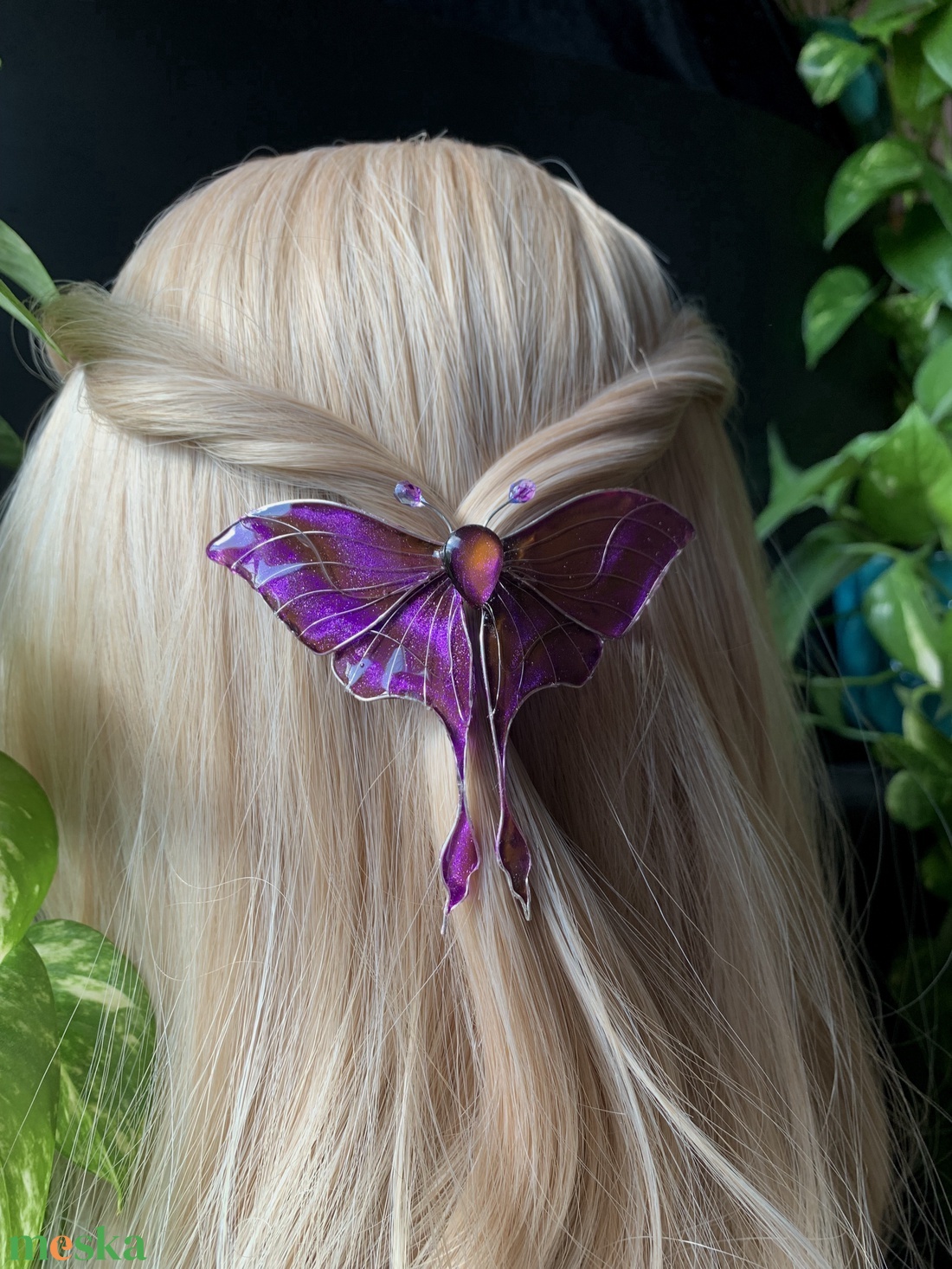 Lila holdlepke hajcsat - ruha & divat - hajdísz & hajcsat - hajdísz - Meska.hu