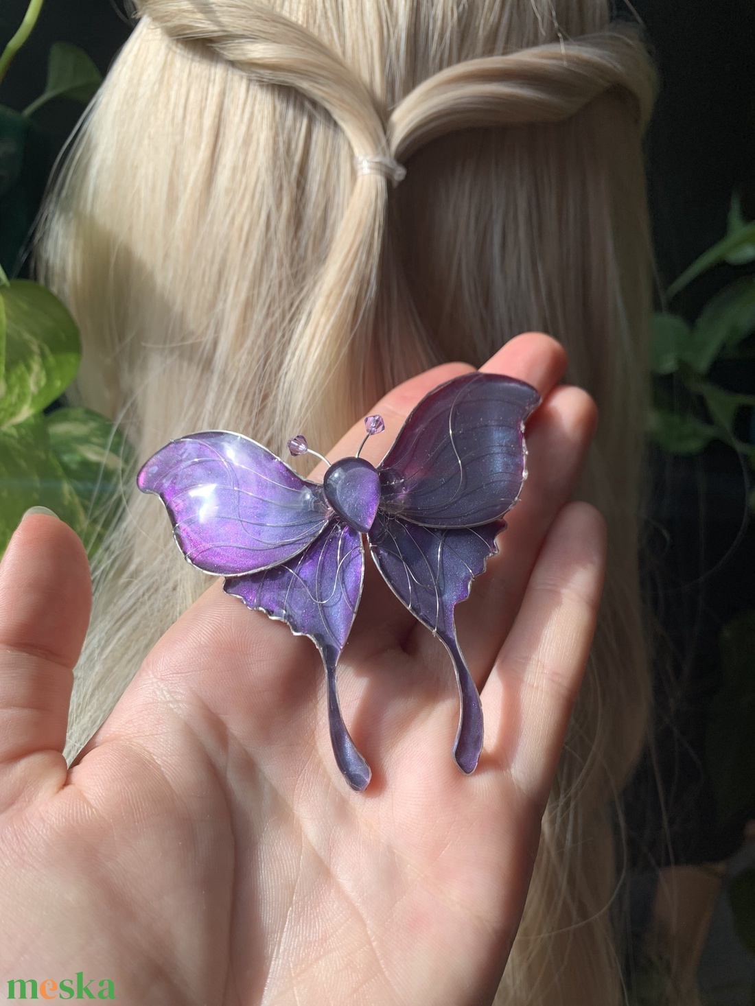 Lila holdlepke hajcsat - ruha & divat - hajdísz & hajcsat - hajdísz - Meska.hu