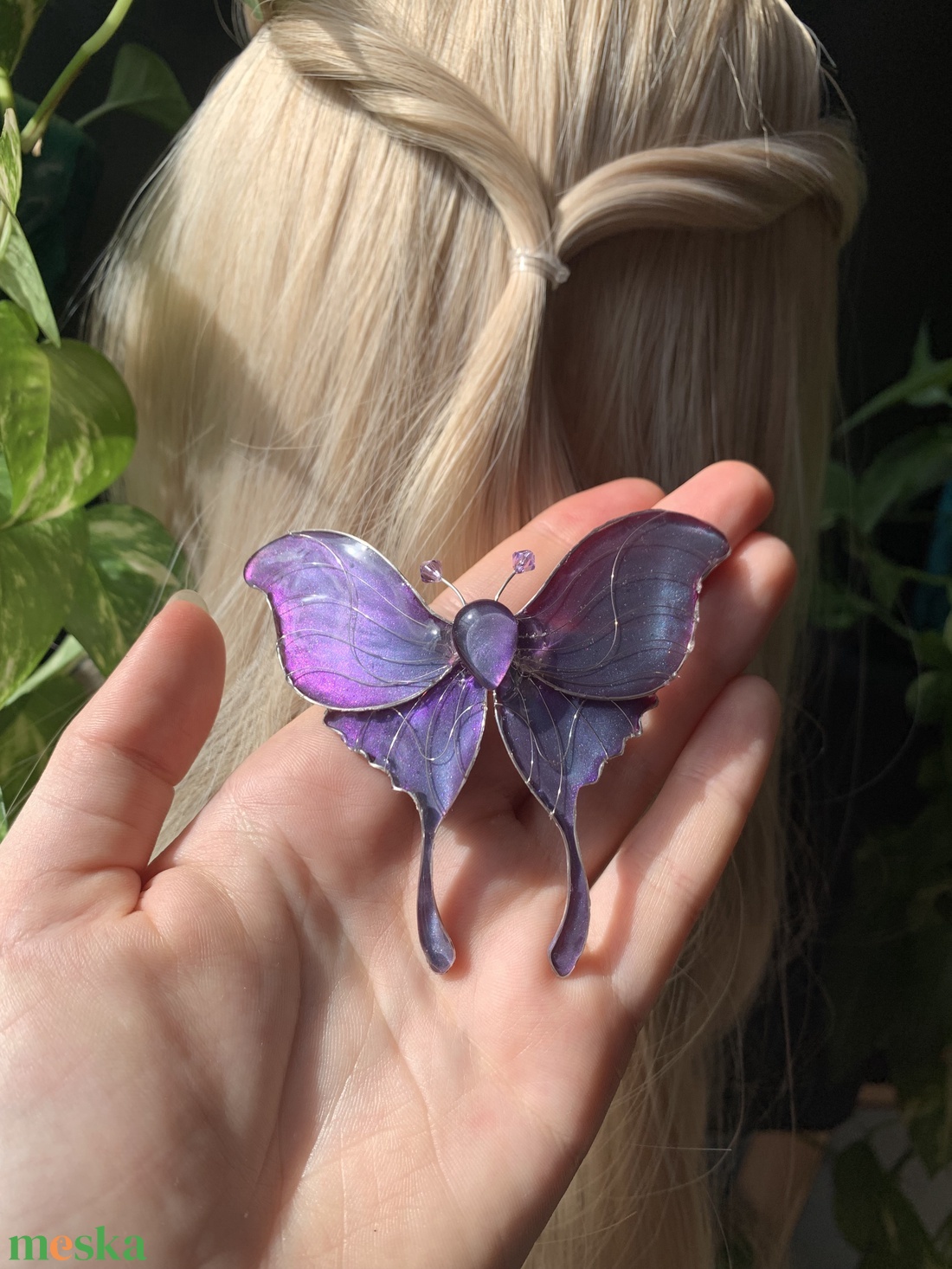 Lila holdlepke hajcsat - ruha & divat - hajdísz & hajcsat - hajdísz - Meska.hu