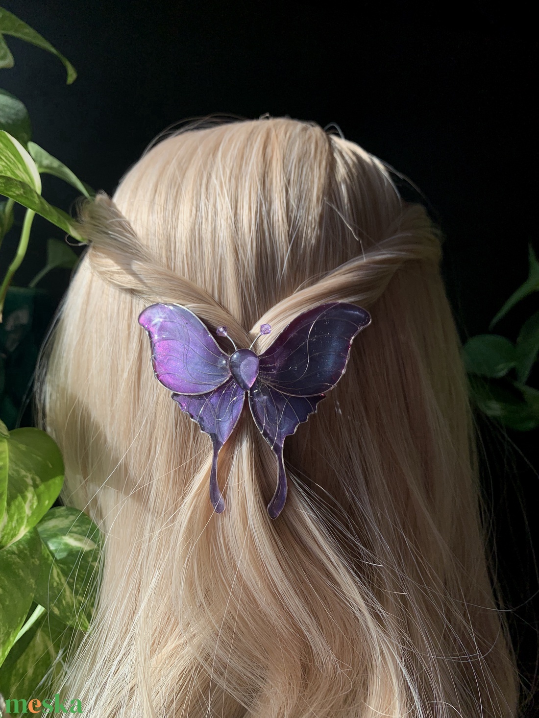 Lila holdlepke hajcsat - ruha & divat - hajdísz & hajcsat - hajdísz - Meska.hu