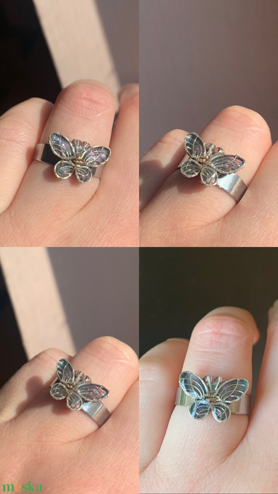 Lepkés gyűrű - ékszer - gyűrű - figurális gyűrű - Meska.hu