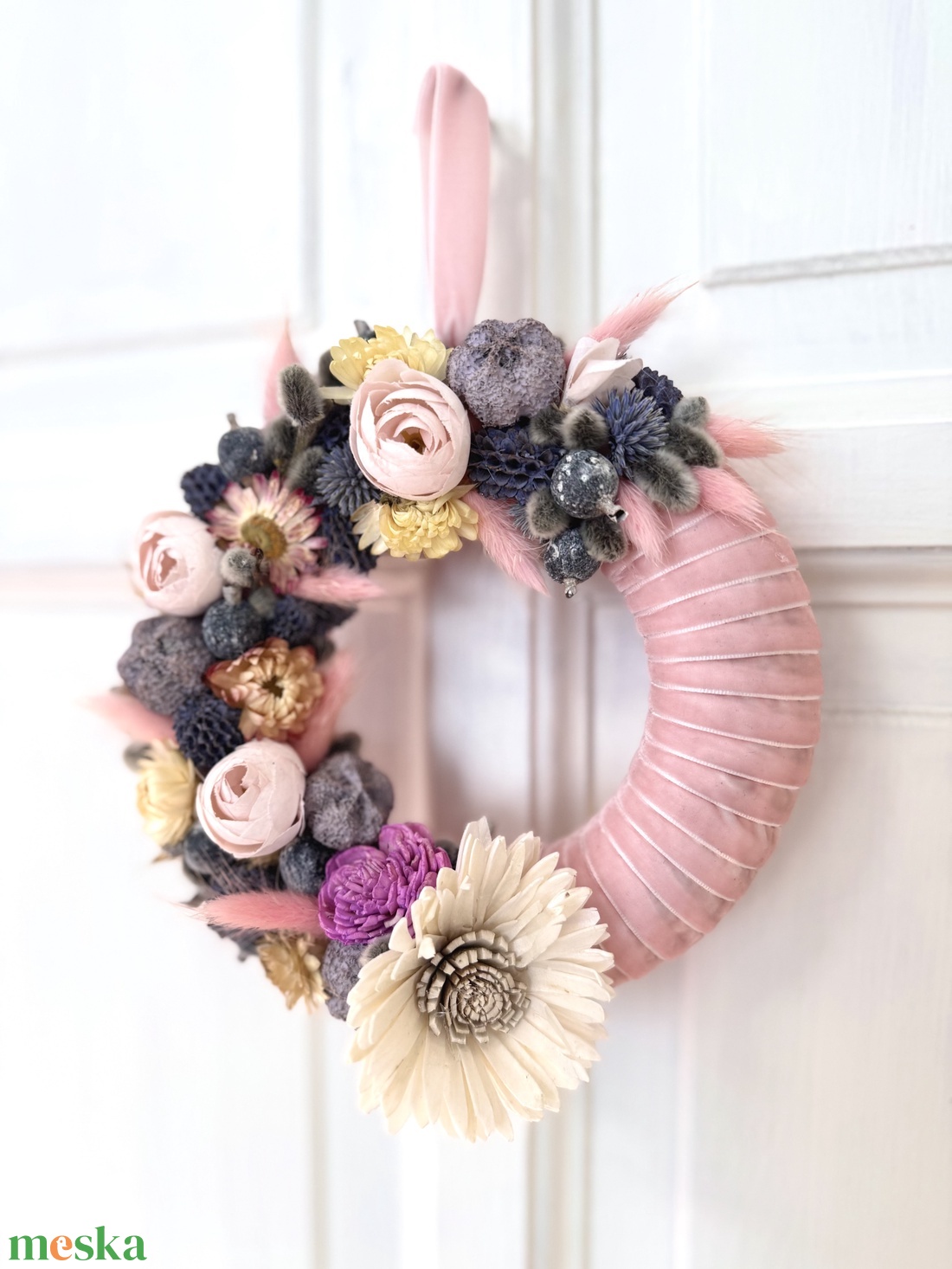 Baby pink Bloom� - otthon & életmód - virágdekoráció - virágdíszek - dekor koszorúk, kopogtatók - Meska.hu