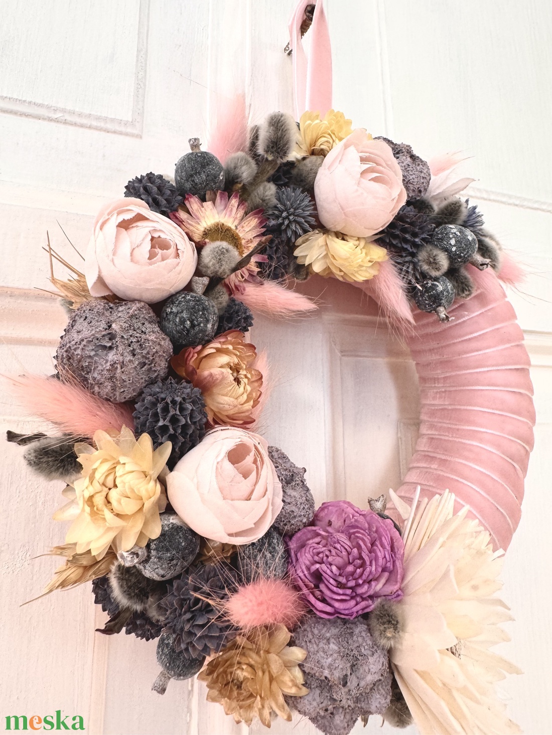 Baby pink Bloom� - otthon & életmód - virágdekoráció - virágdíszek - dekor koszorúk, kopogtatók - Meska.hu