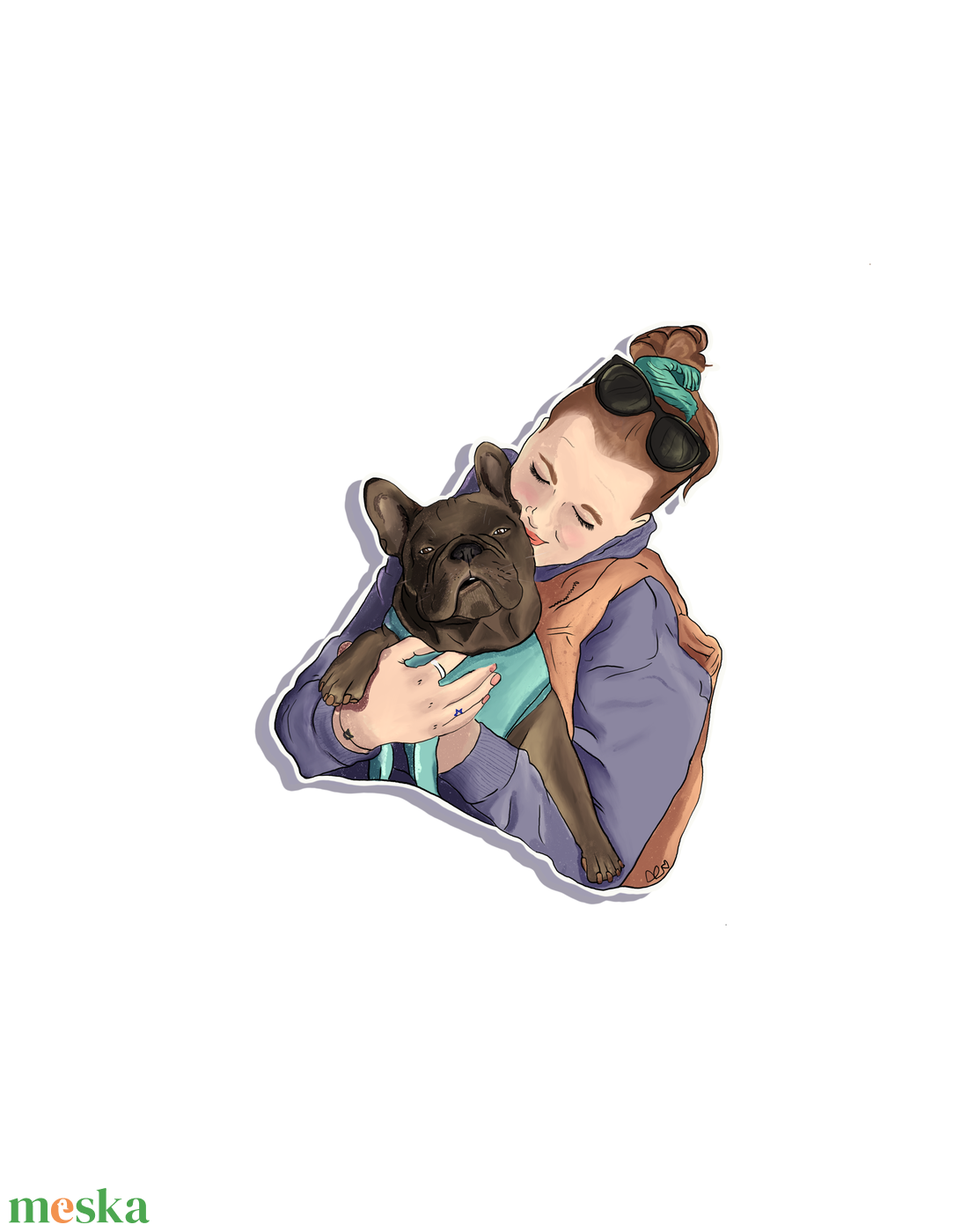 Digitális rajz �kutya+gazdi matrica stílus - művészet - grafika & illusztráció - digitális - Meska.hu