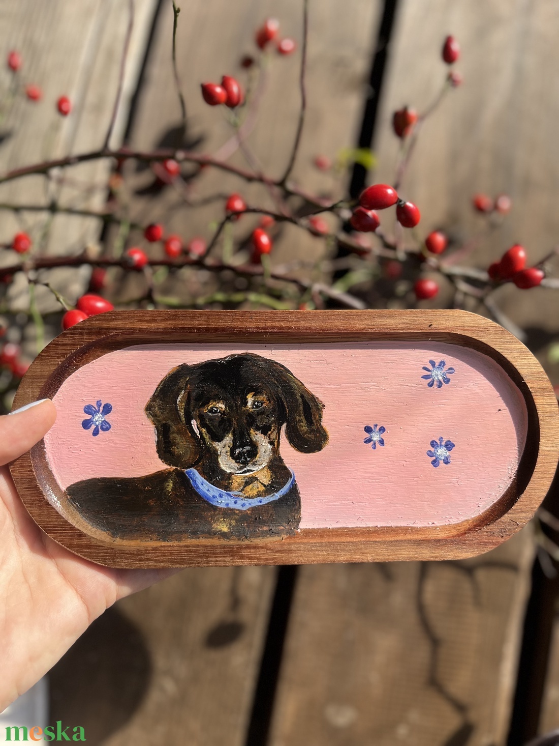 Fa alátét - kávé vagy gyűrű tartó  - művészet - festmény - akril - Meska.hu