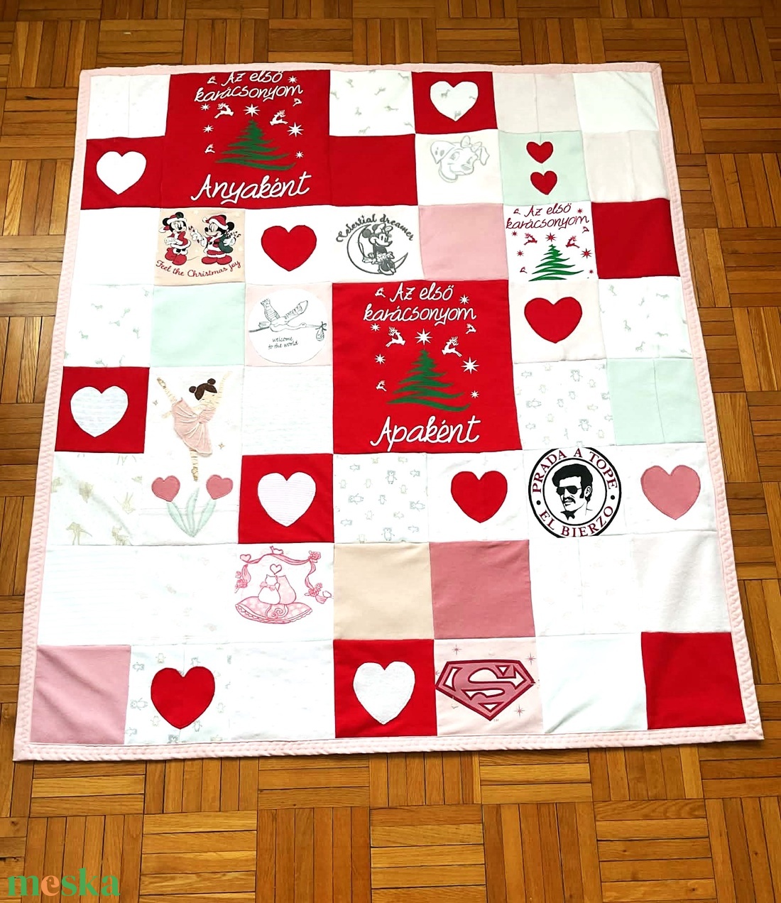 Patchwork emléktakaró . - baba - mama - baba ágynemű - babatakaró, gyerek pléd - Meska.hu