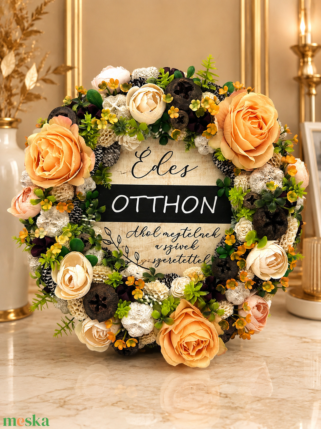 �� Édes Otthon virágos ajtódísz � meleg, őszi hangulatban � - otthon & életmód - dekoráció - ajtó- és ablak dekoráció - ajtódísz & kopogtató - Meska.hu