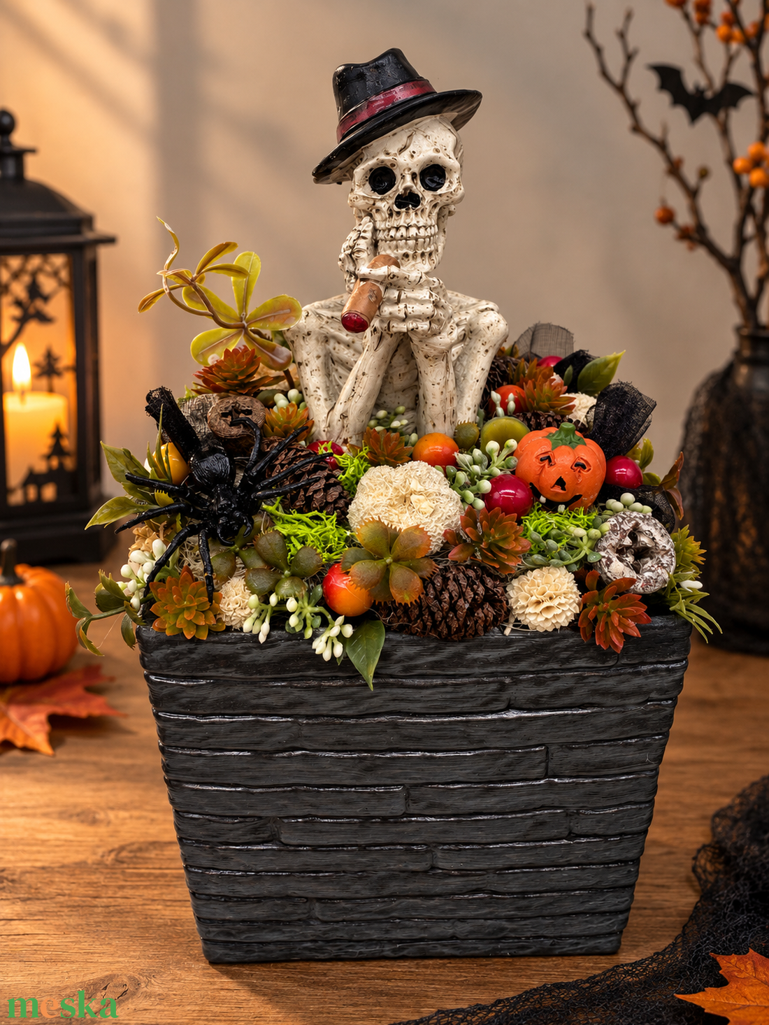 Halloween-i csontvázas asztaldísz - otthon & életmód - dekoráció - halloween - halloweeni asztaldísz - Meska.hu