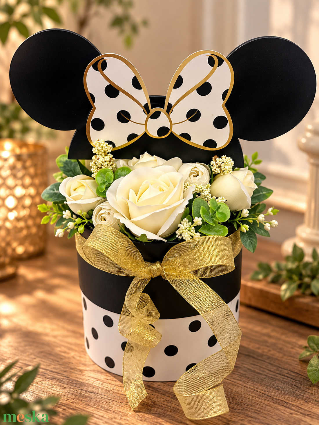 Minnie/mickey egér box - otthon & életmód - virágdekoráció - virágok - virágbox - Meska.hu