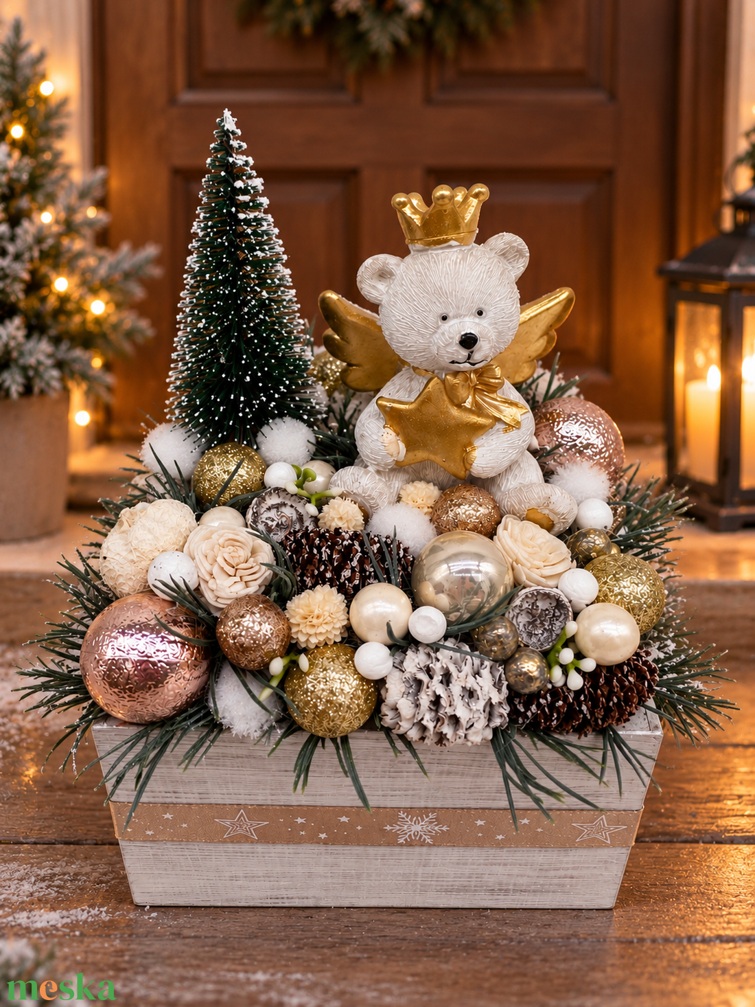 Cuki maci karácsonyi dobozos dísz - karácsony - adventi díszek - adventi asztaldísz - Meska.hu