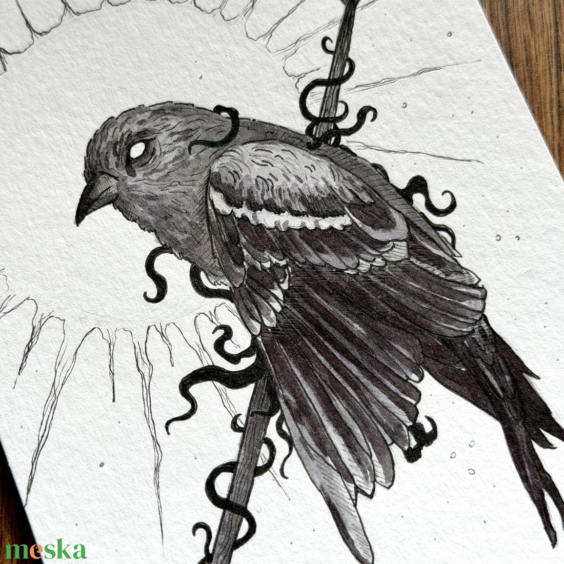 Eredeti, kézzel készült illusztráció - 2025 inktober - Madár - művészet - grafika & illusztráció - tus - Meska.hu