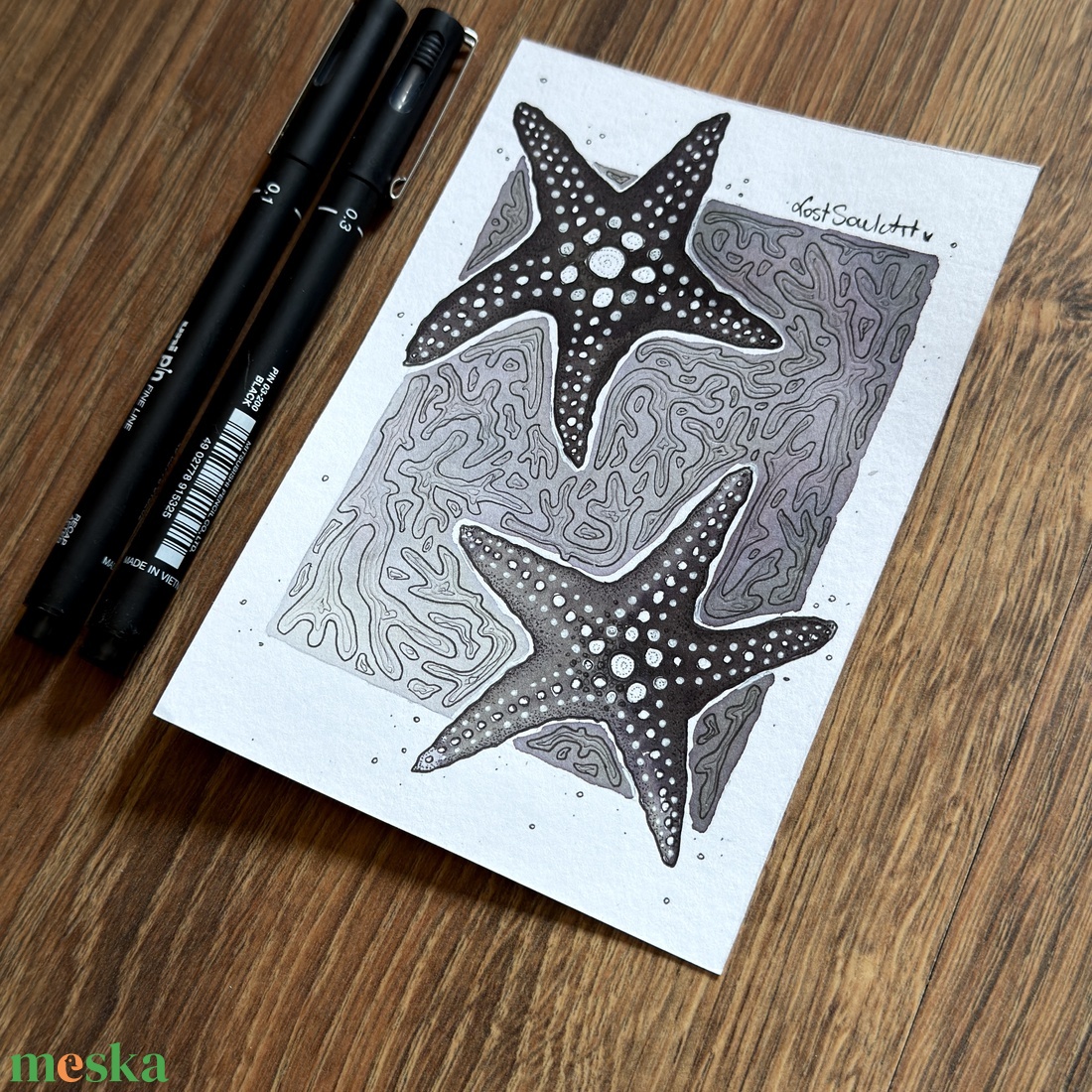 Eredeti, kézzel készült illusztráció - 2025 inktober - Tengeri csillag - művészet - grafika & illusztráció - tus - Meska.hu