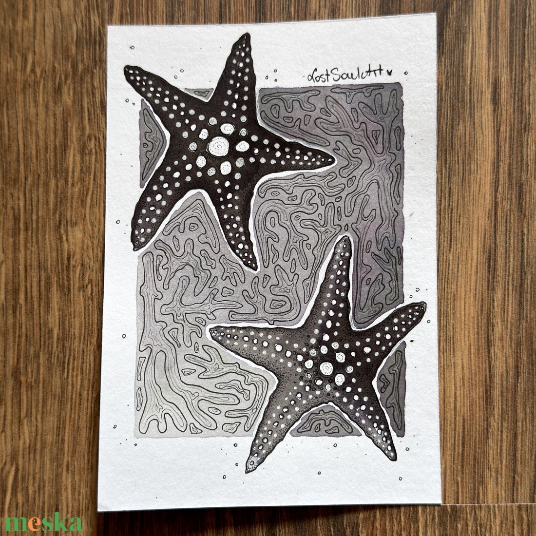 Eredeti, kézzel készült illusztráció - 2025 inktober - Tengeri csillag - művészet - grafika & illusztráció - tus - Meska.hu