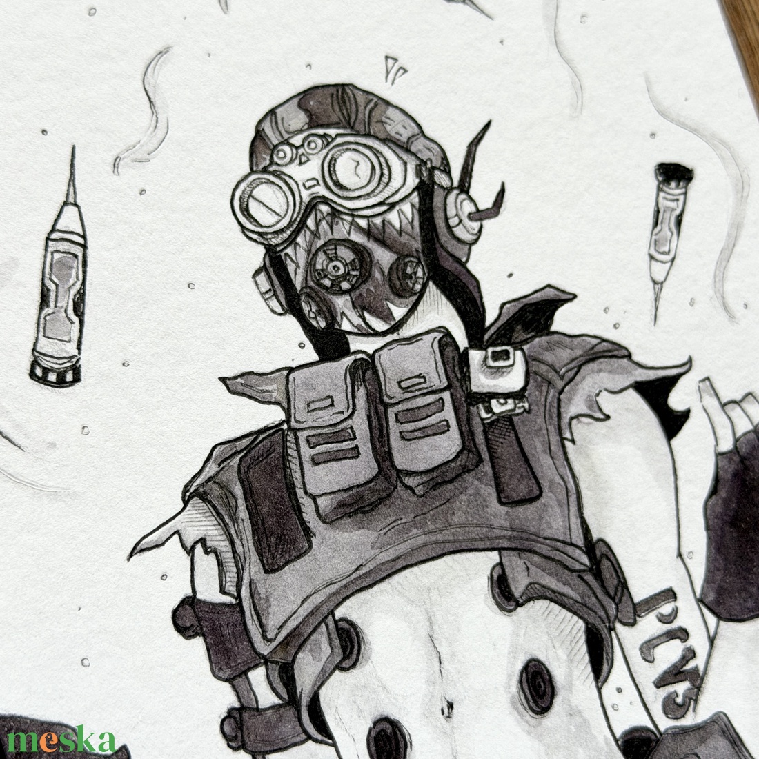 Eredeti, kézzel készült illusztráció - 2025 inktober - Octane Apex Legends - művészet - grafika & illusztráció - tus - Meska.hu