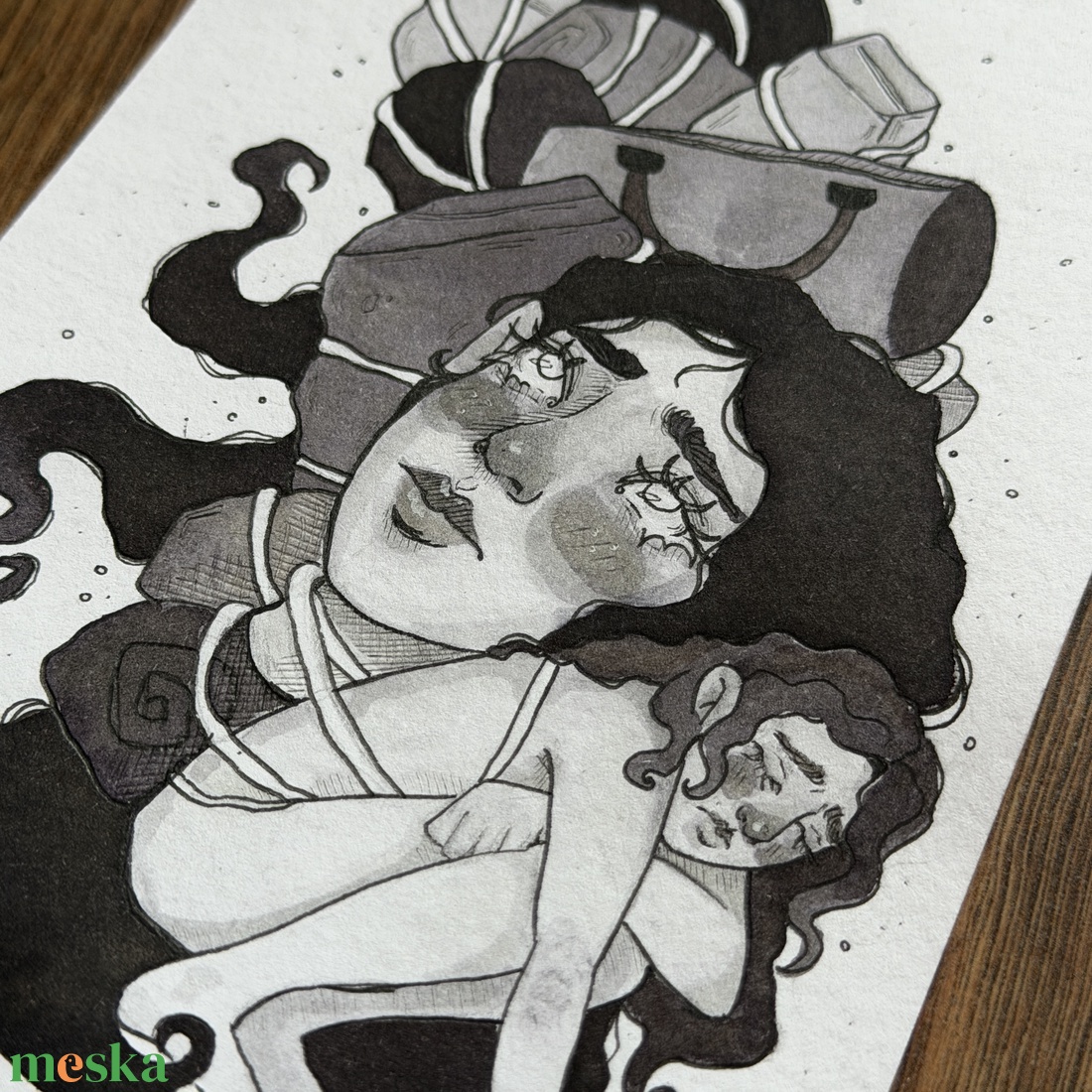 Eredeti, kézzel készült illusztráció - 2025 inktober - Puttony - művészet - grafika & illusztráció - tus - Meska.hu