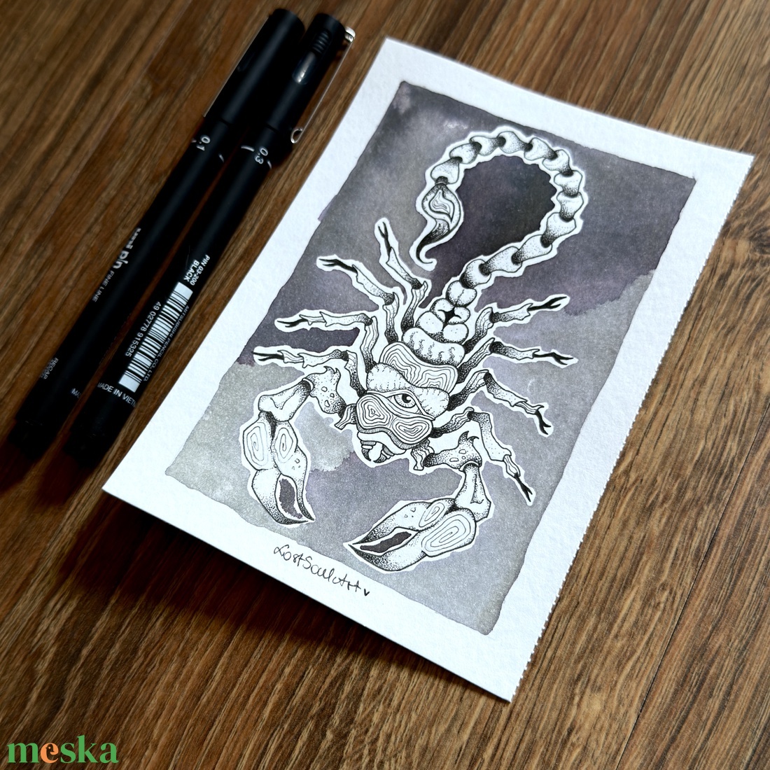 Eredeti, kézzel készült illusztráció - 2025 inktober - Skorpió - művészet - grafika & illusztráció - tus - Meska.hu